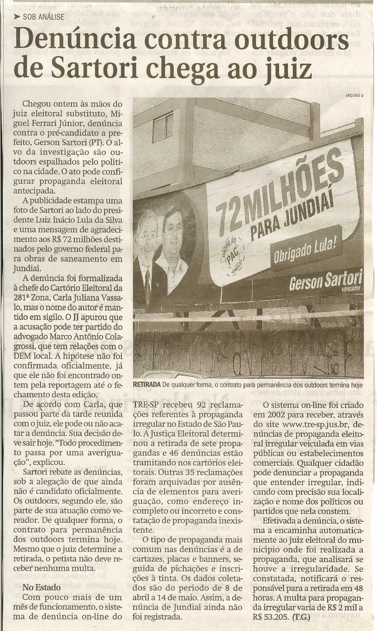 Jornal de Jundiaí - 16/05/2008