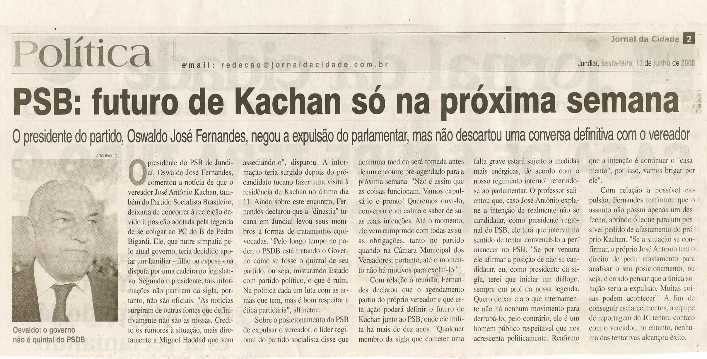 Jornal da Cidade - 13/06/2008
