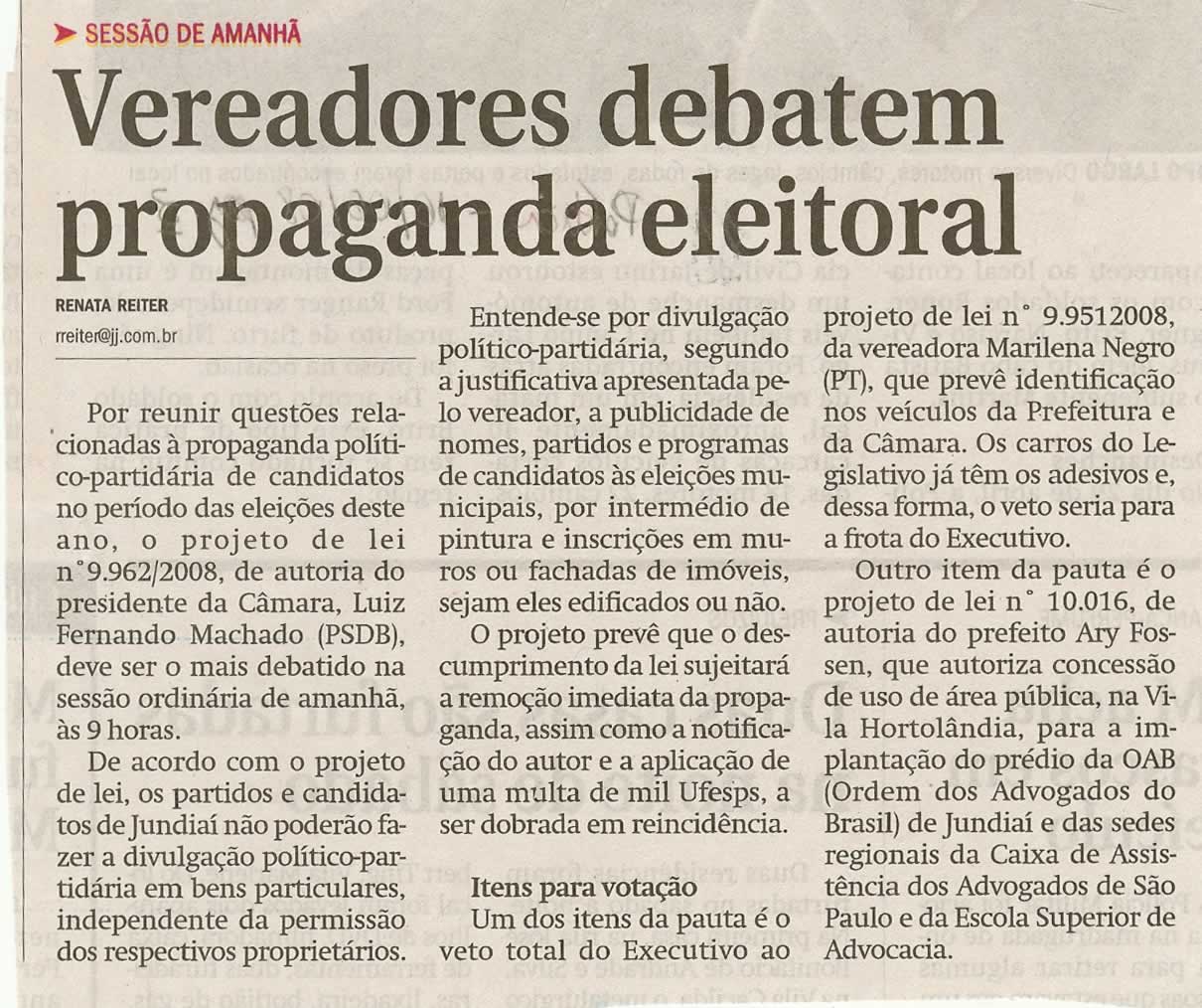 Jornal de Jundiaí - 16/06/2008