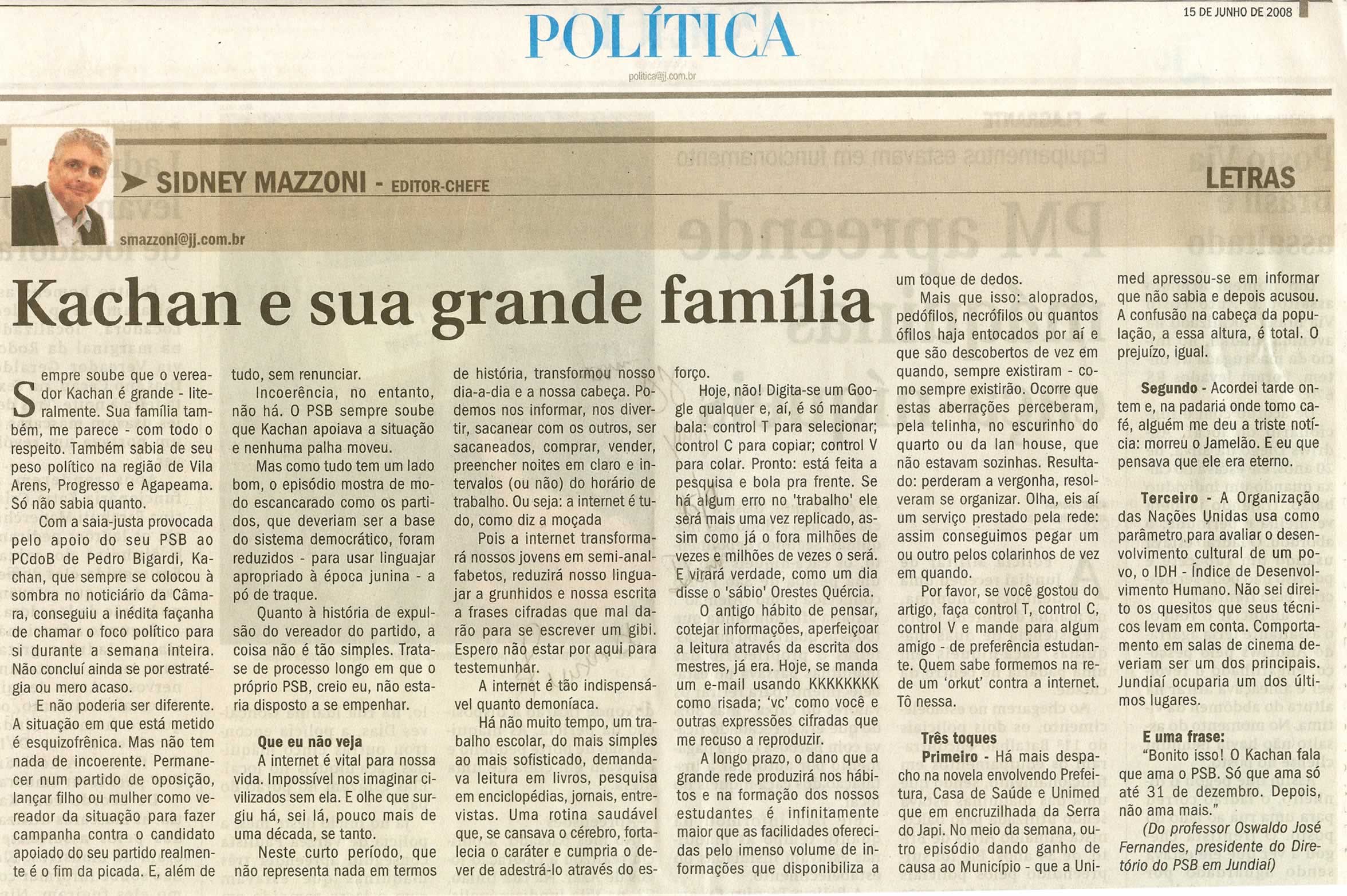 Jornal de Jundiaí - 15/06/2008