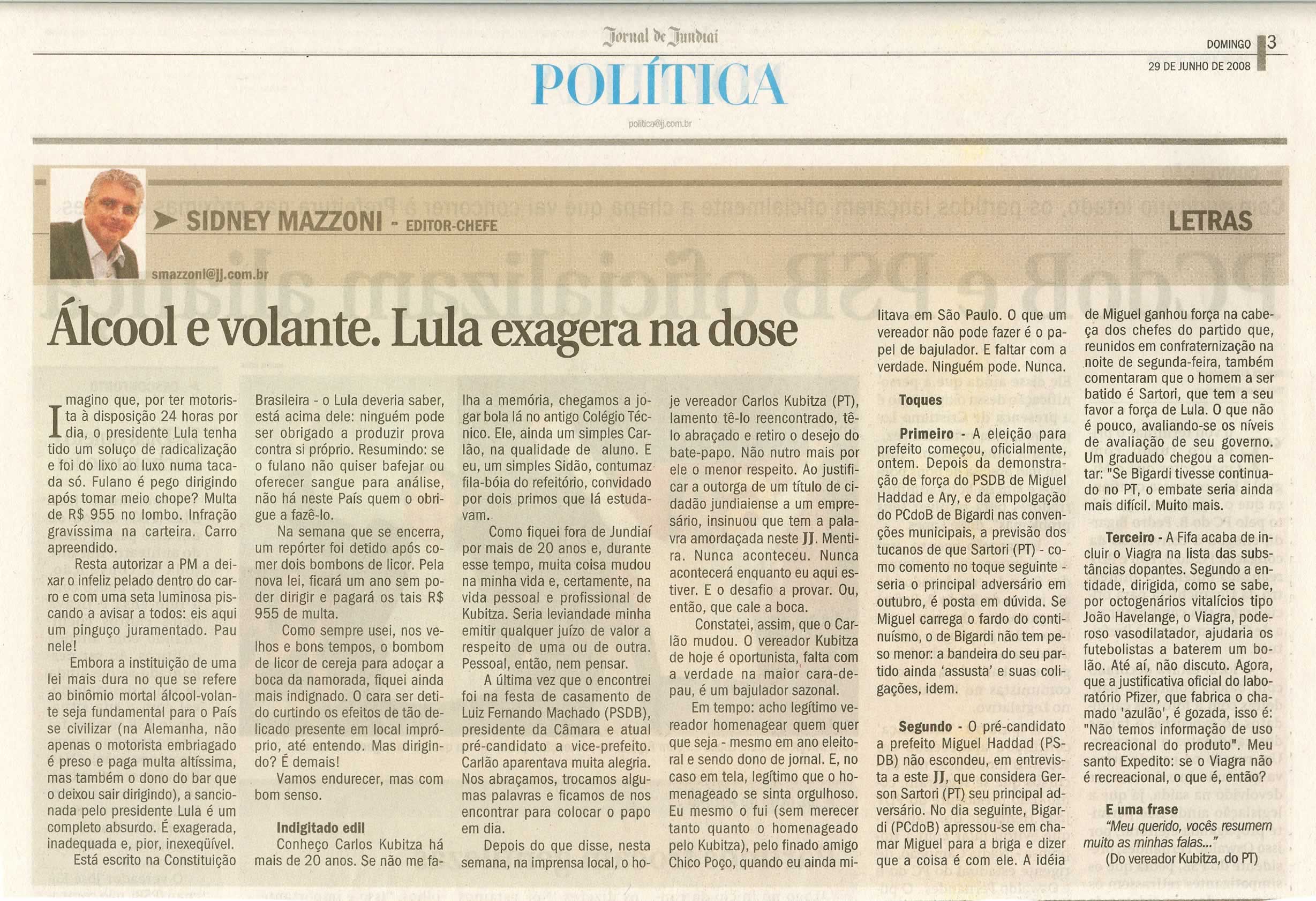 Jornal de Jundiaí - 29/06/2008