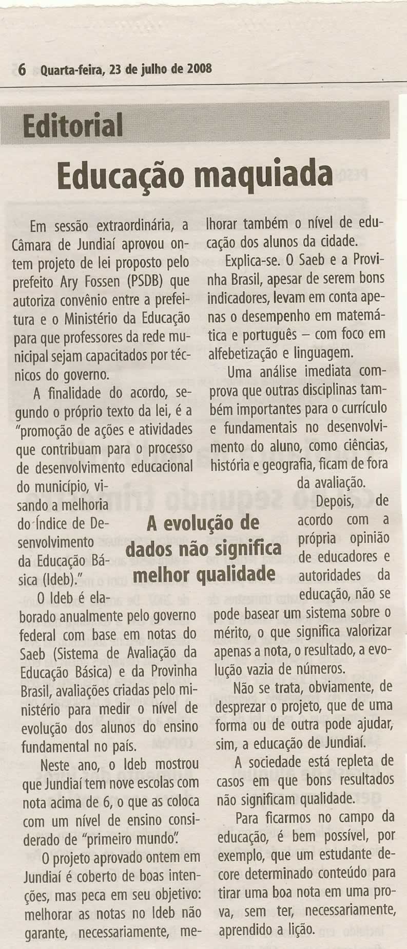 Bom Dia Jundiaí - 23/07/2008