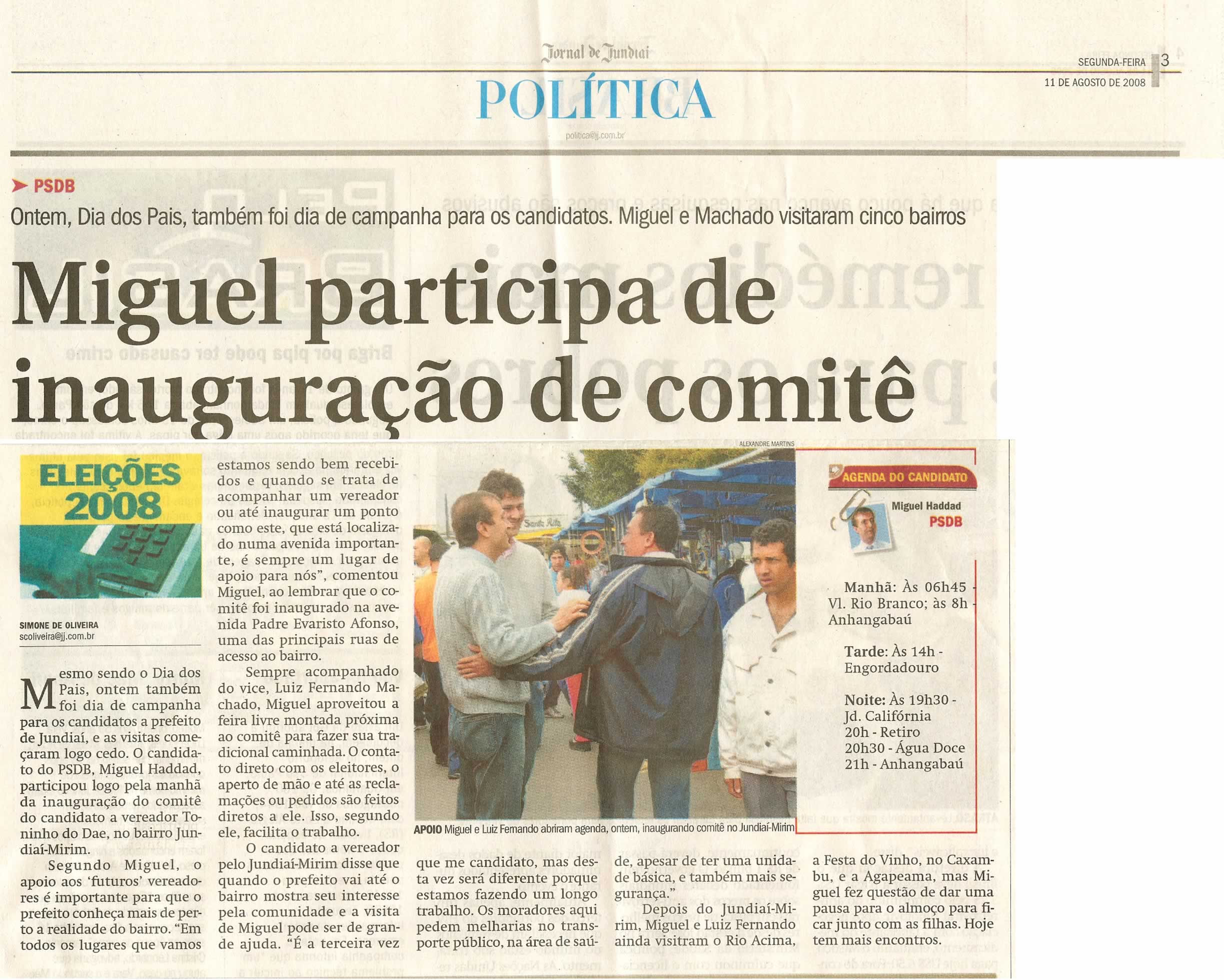 Jornal de Jundiaí - 11/08/2008