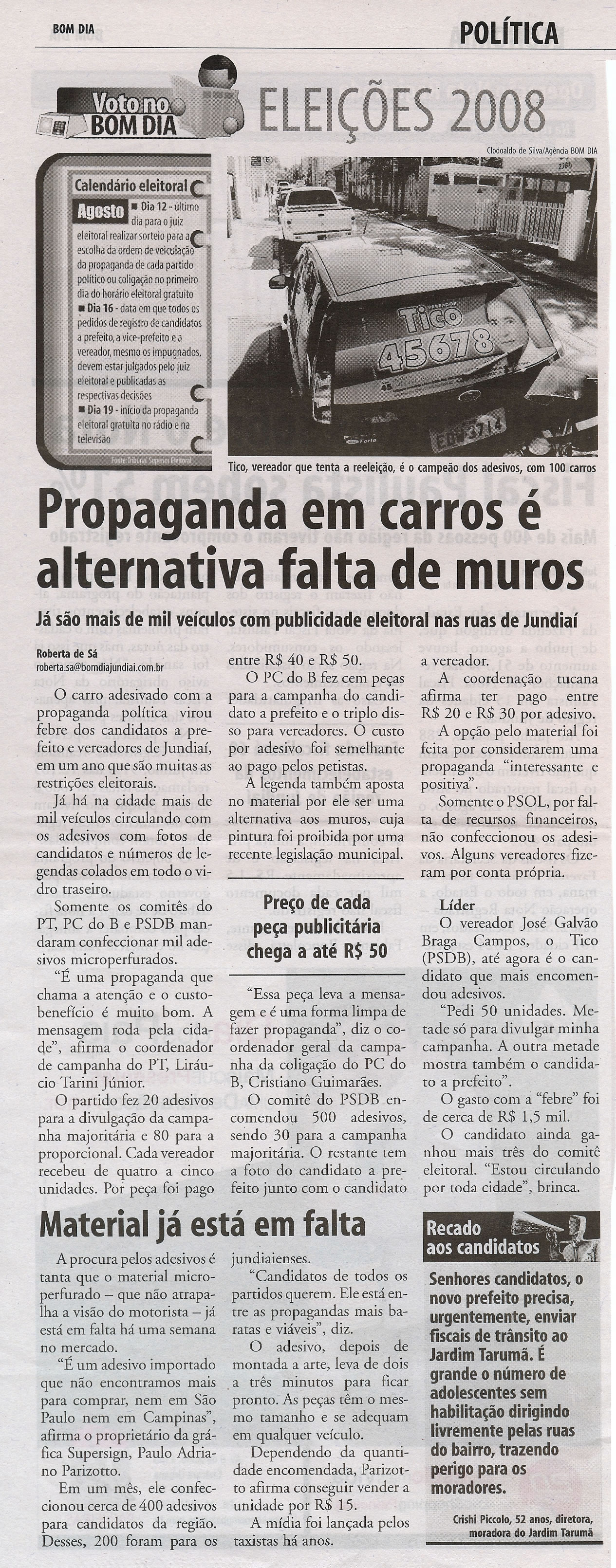 Bom Dia Jundiaí - 09/08/2008