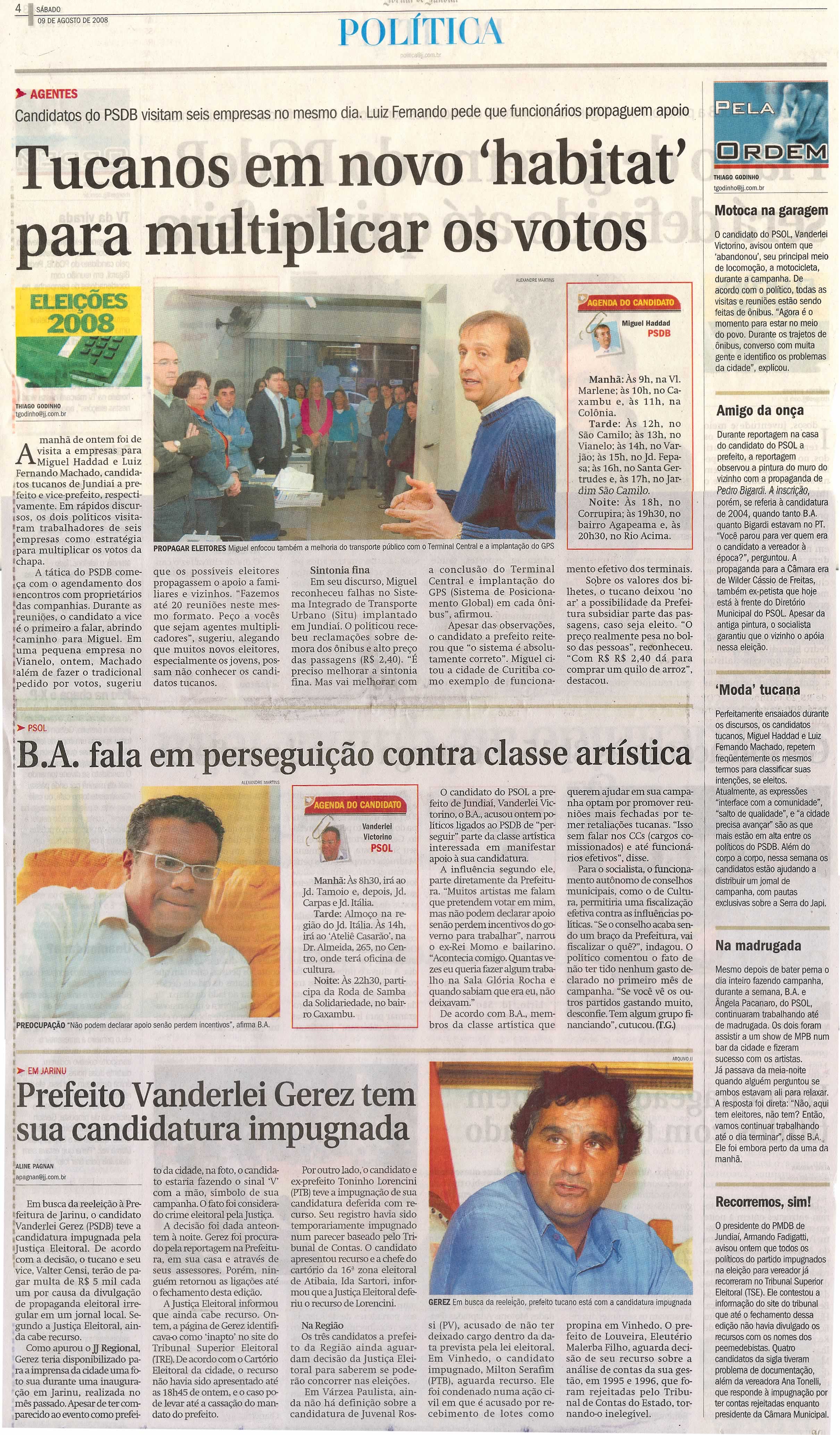 Jornal de Jundiaí - 09/08/2008