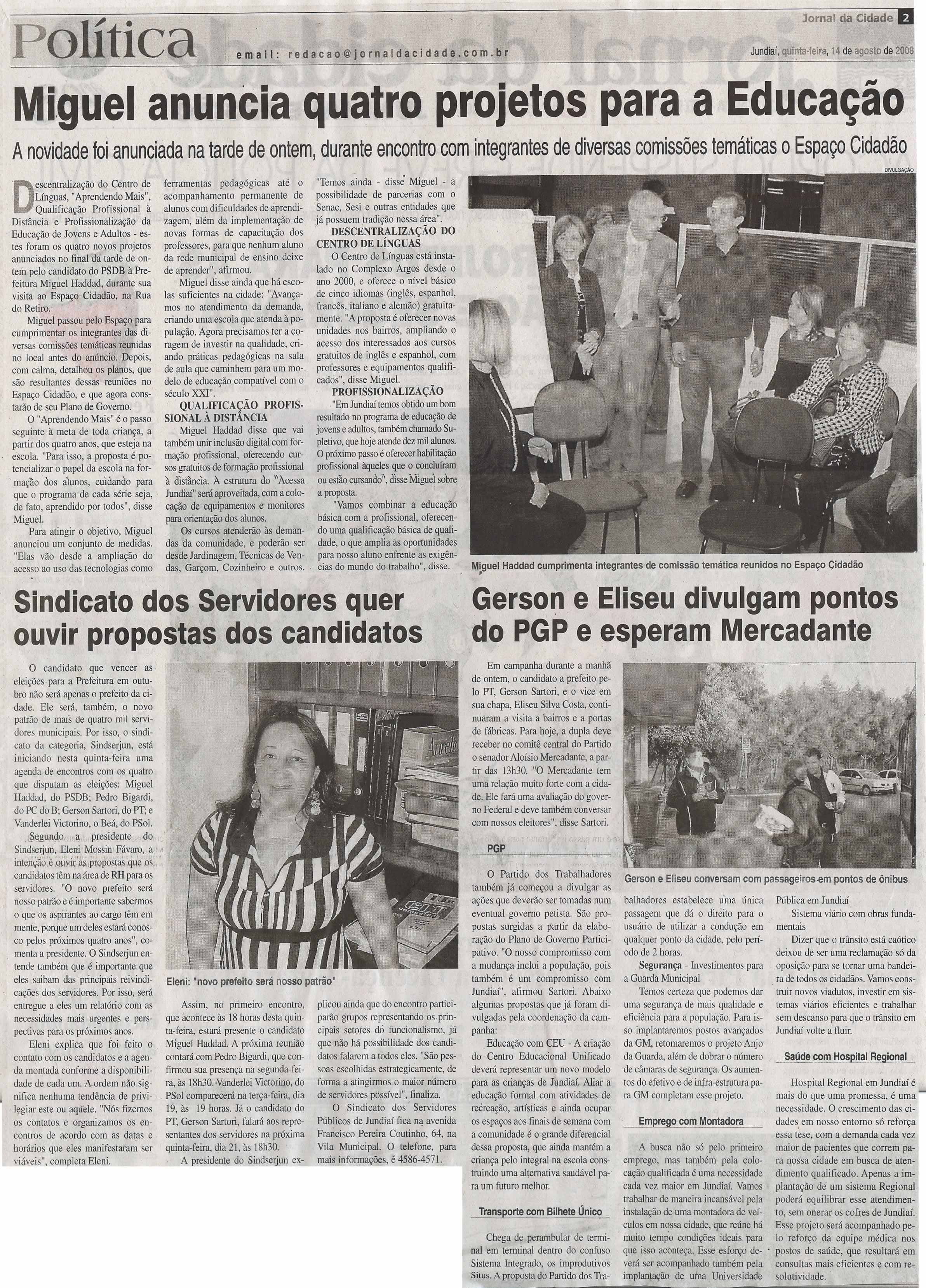 Jornal da Cidade - 14/08/2008
