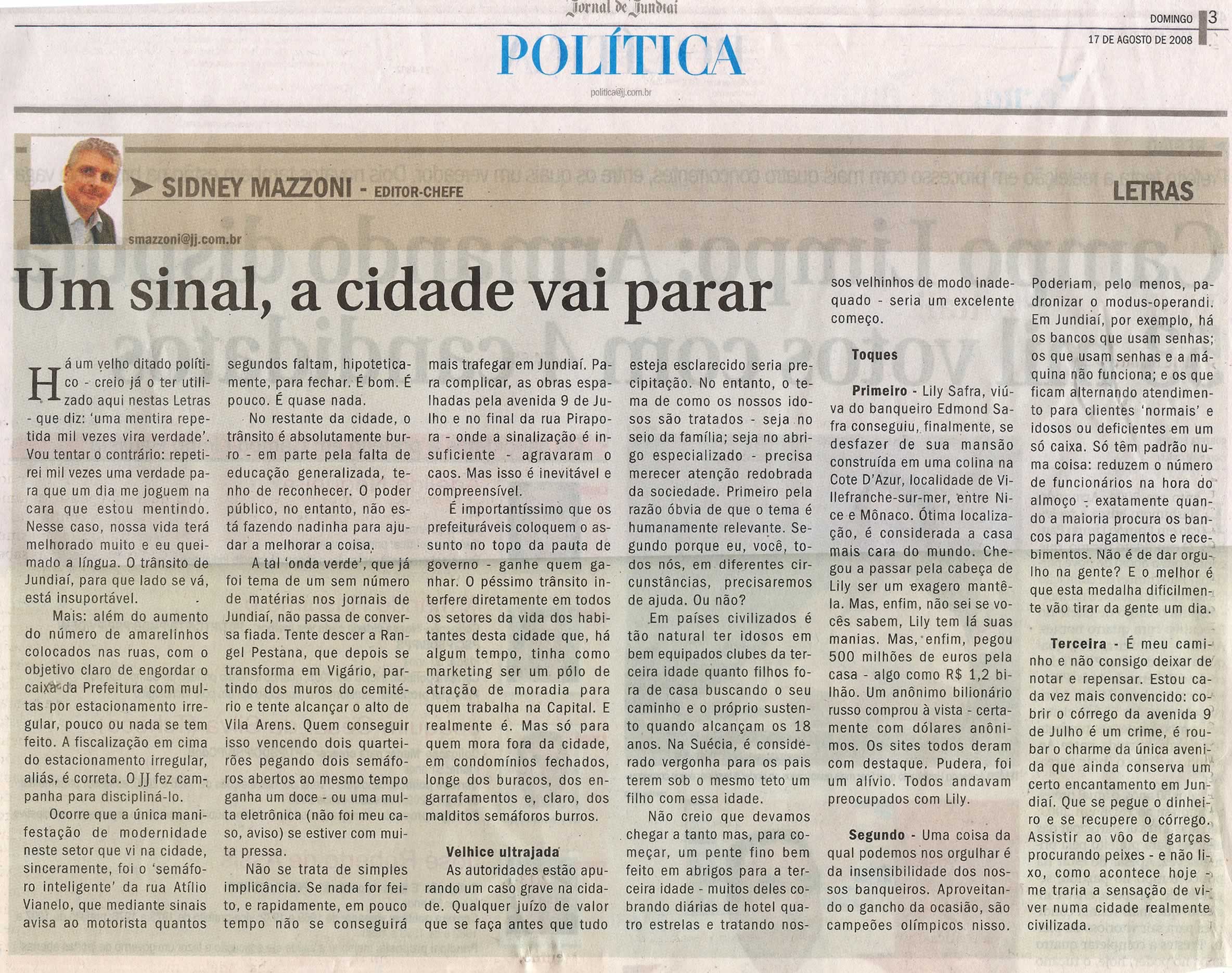 Jornal de Jundiaí - 17/08/2008