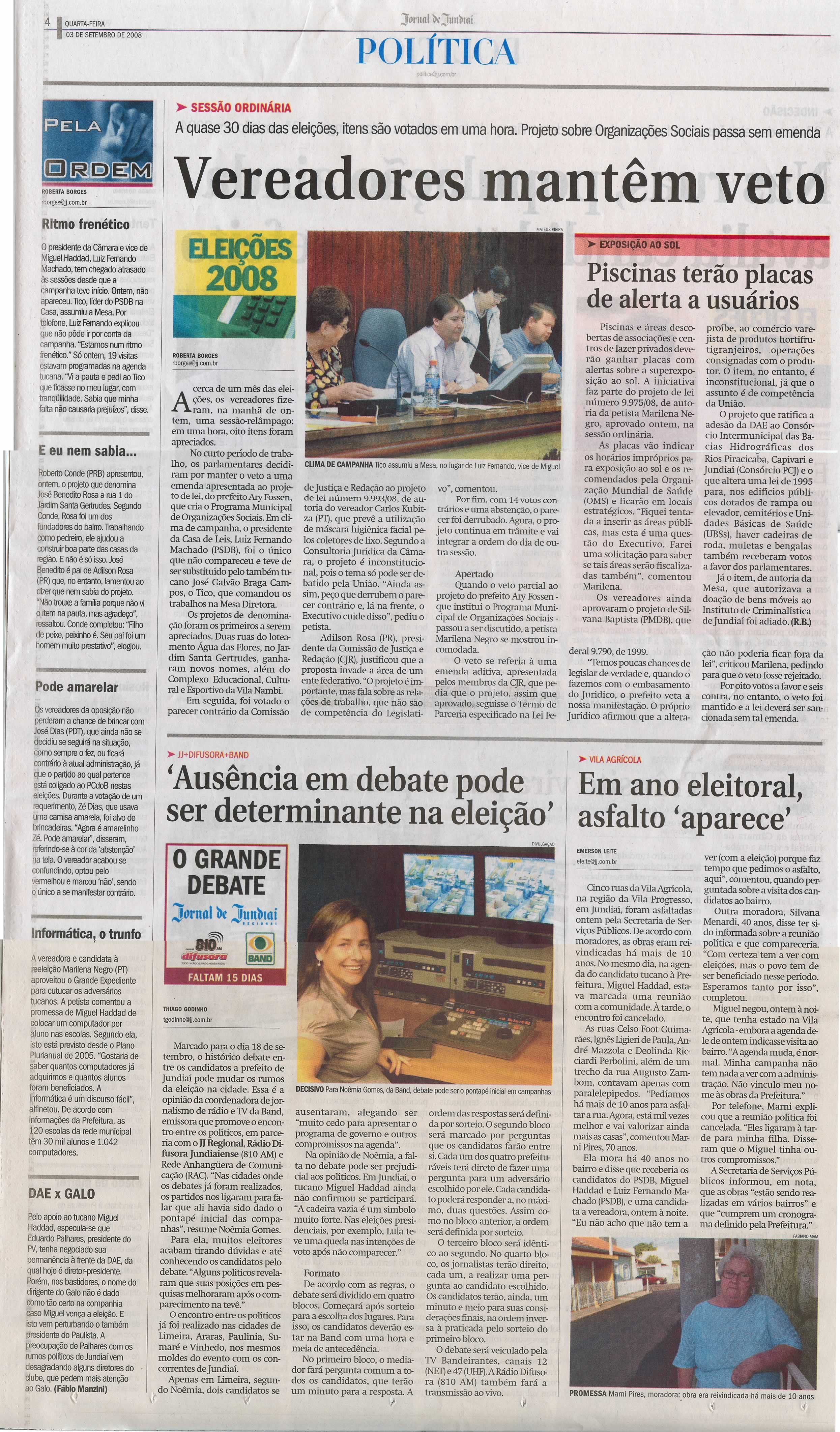 Jornal de Jundiaí - 03/09/2008