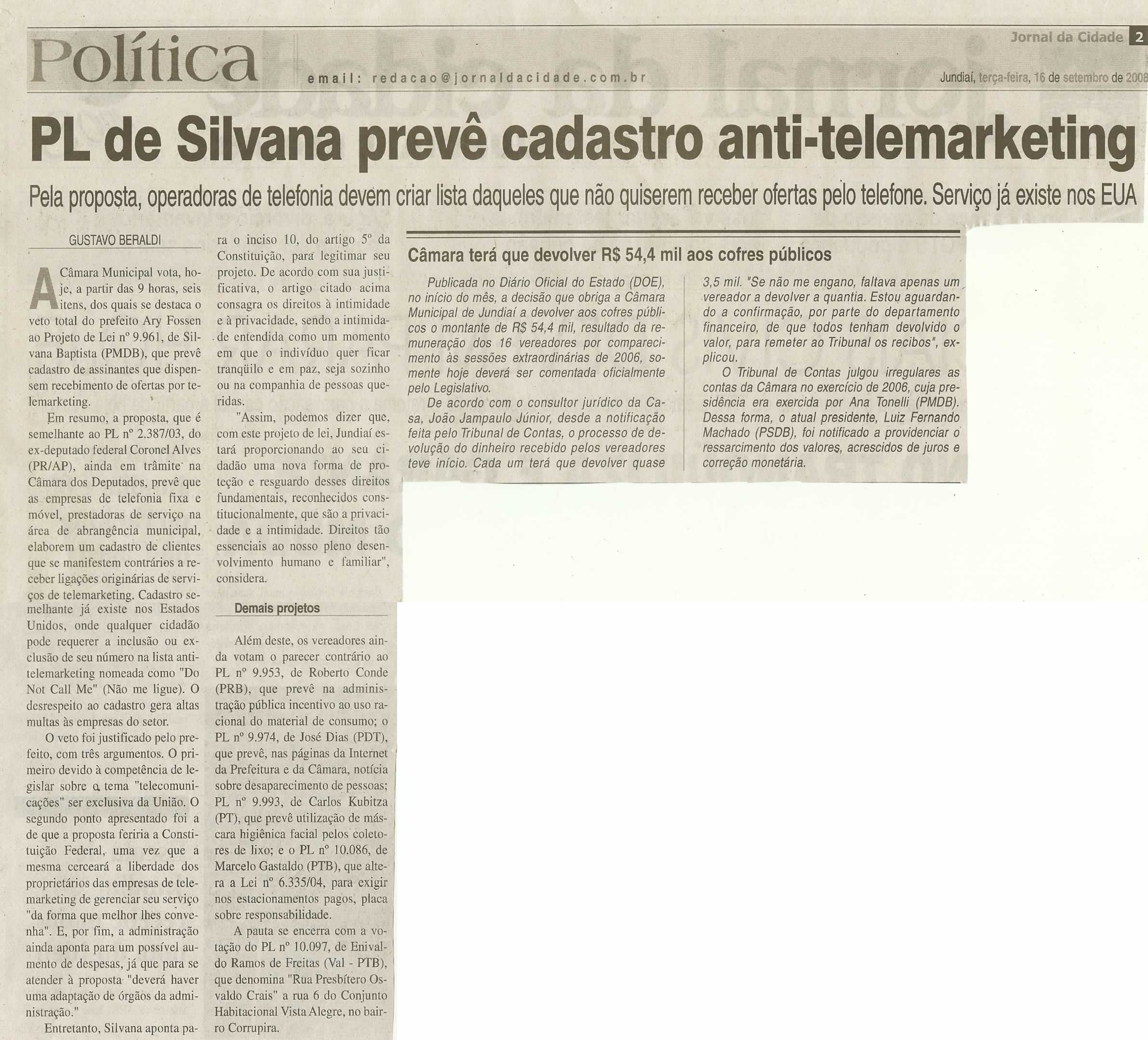 Jornal da Cidade - 16/09/2008