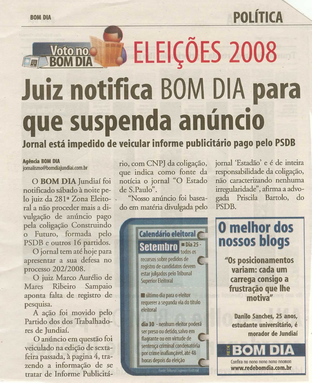 Bom Dia Jundiaí - 22/09/2008