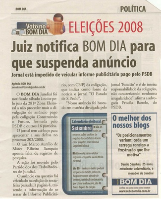 Bom Dia Jundiaí - 22/09/2008