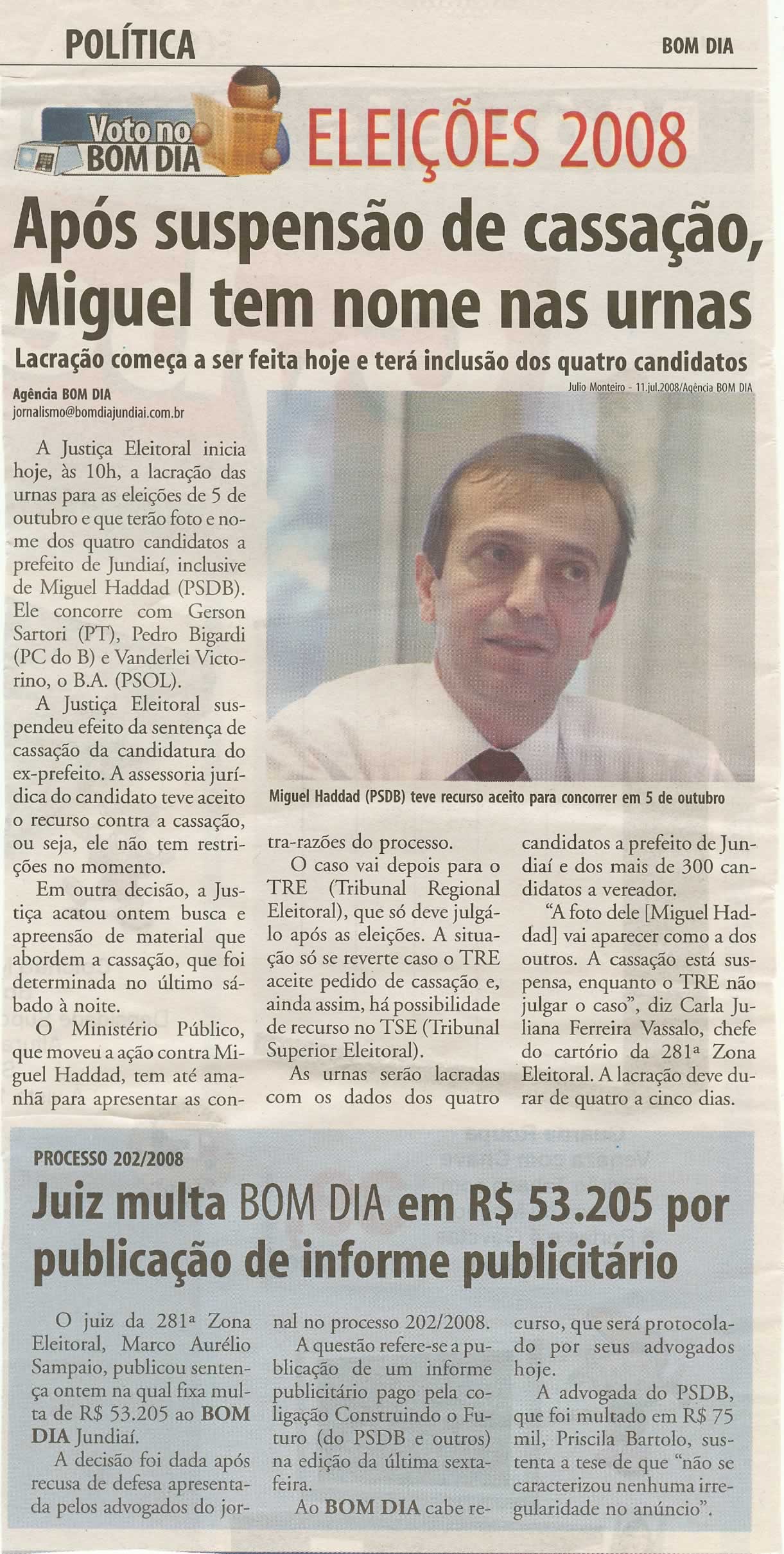 Bom Dia Jundiaí - 25/09/2008