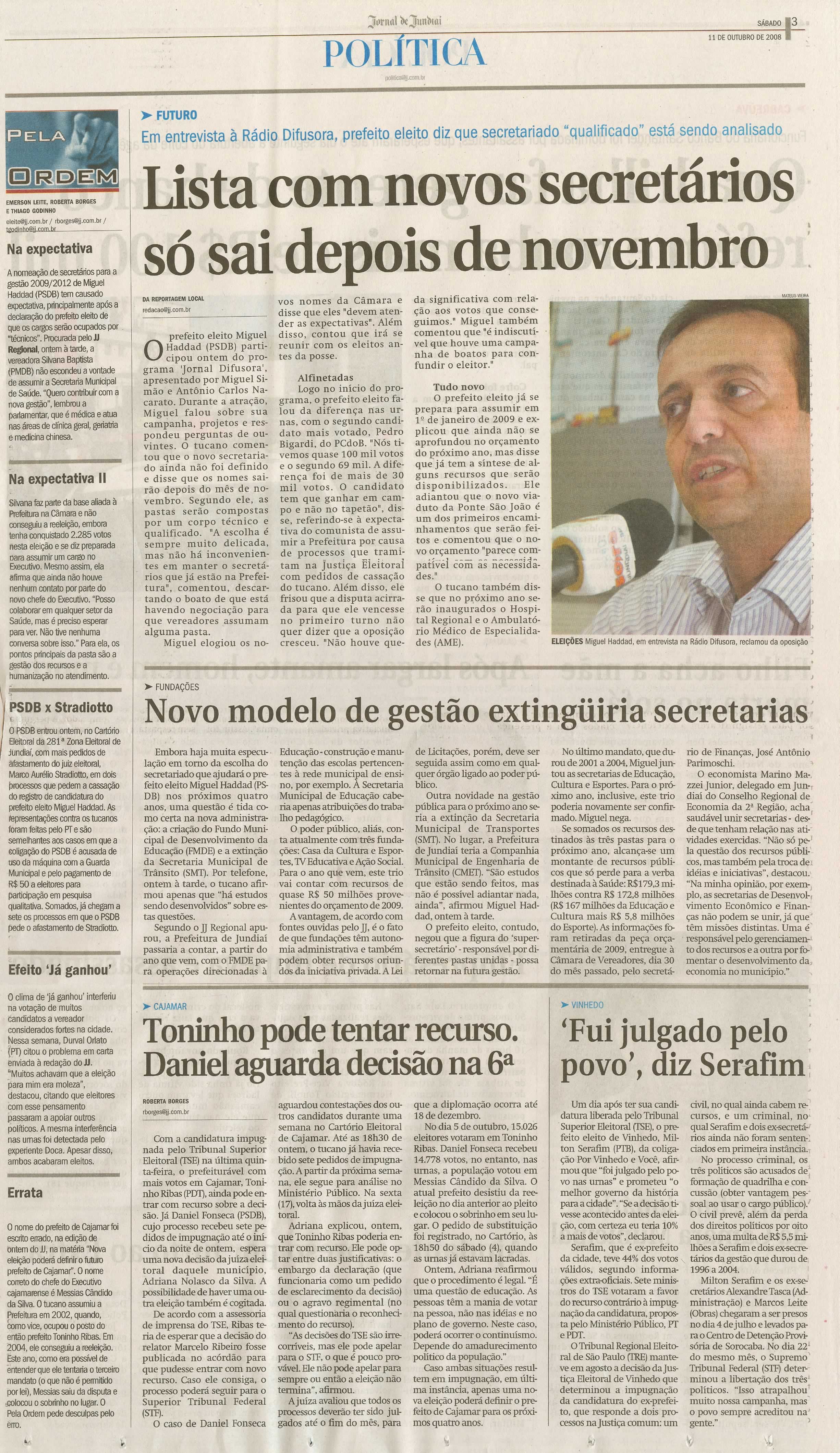 Jornal de Jundiaí - 11/10/2008