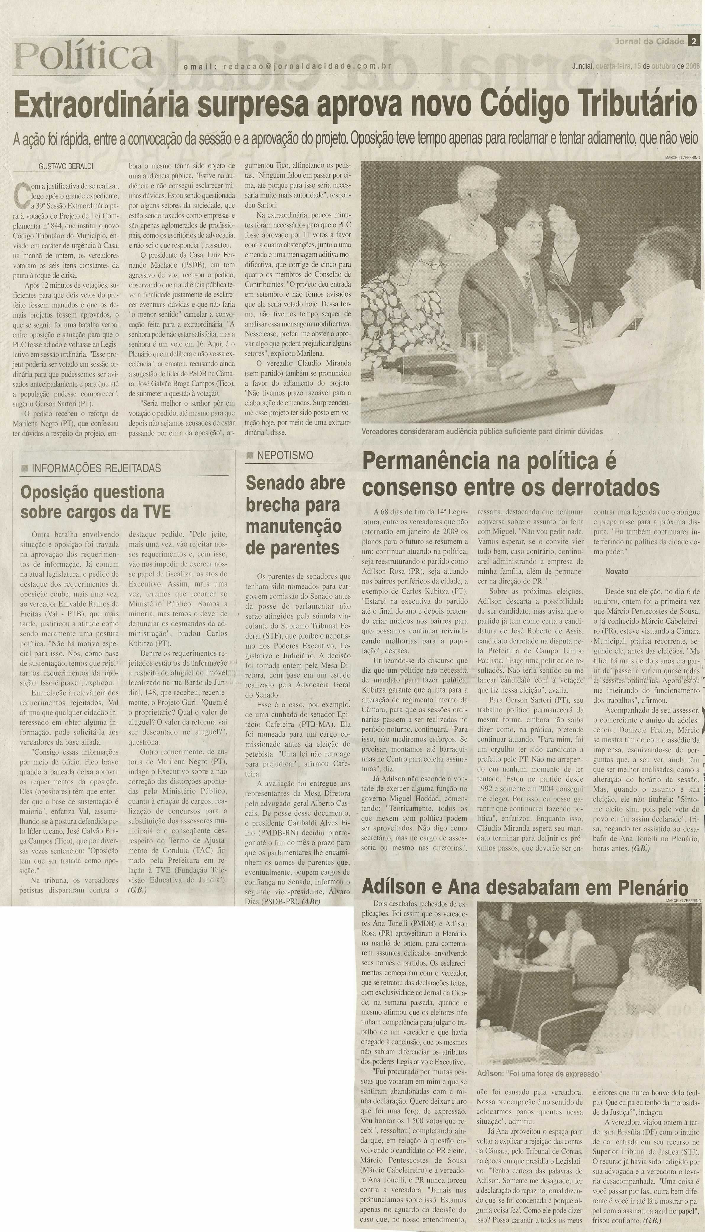 Jornal da Cidade - 15/10/2008