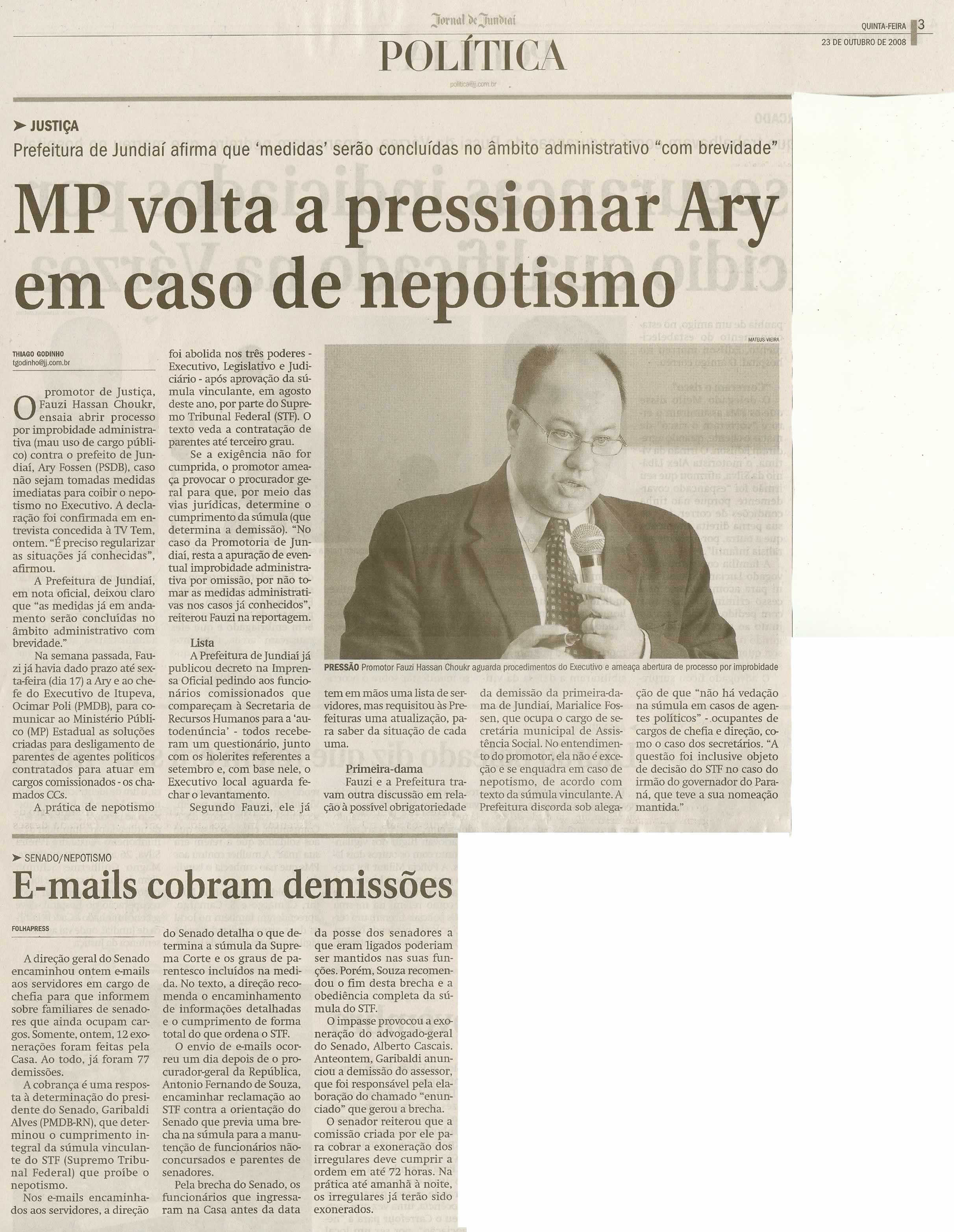 Jornal de Jundiaí - 23/10/2008