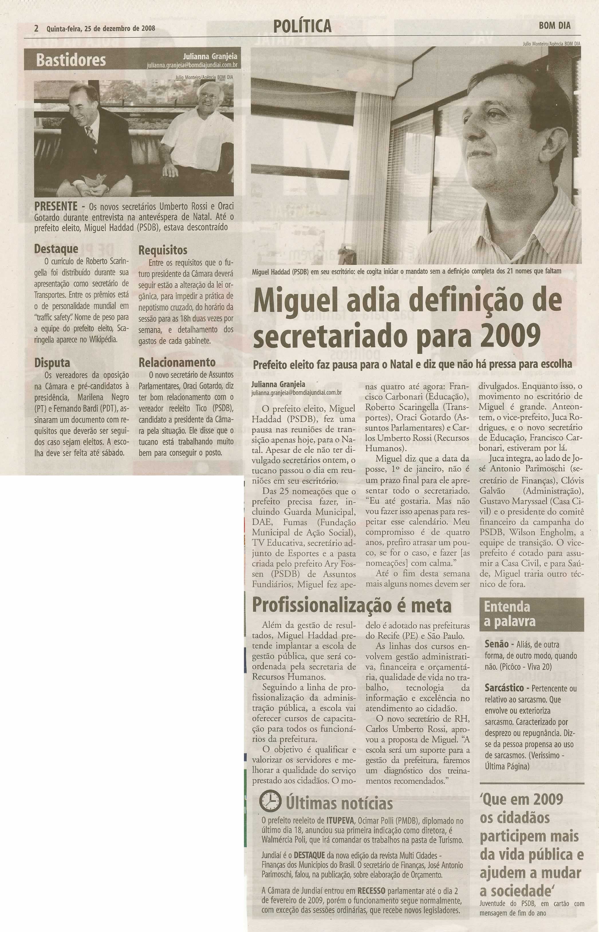 Bom Dia Jundiaí - 25/12/2008