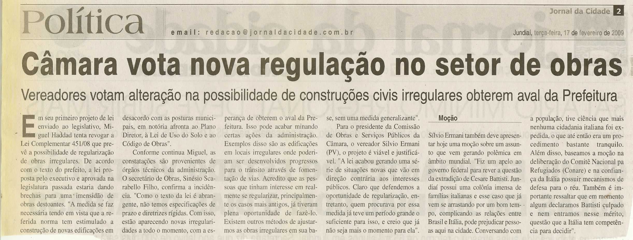Jornal da Cidade - 17/02/2009