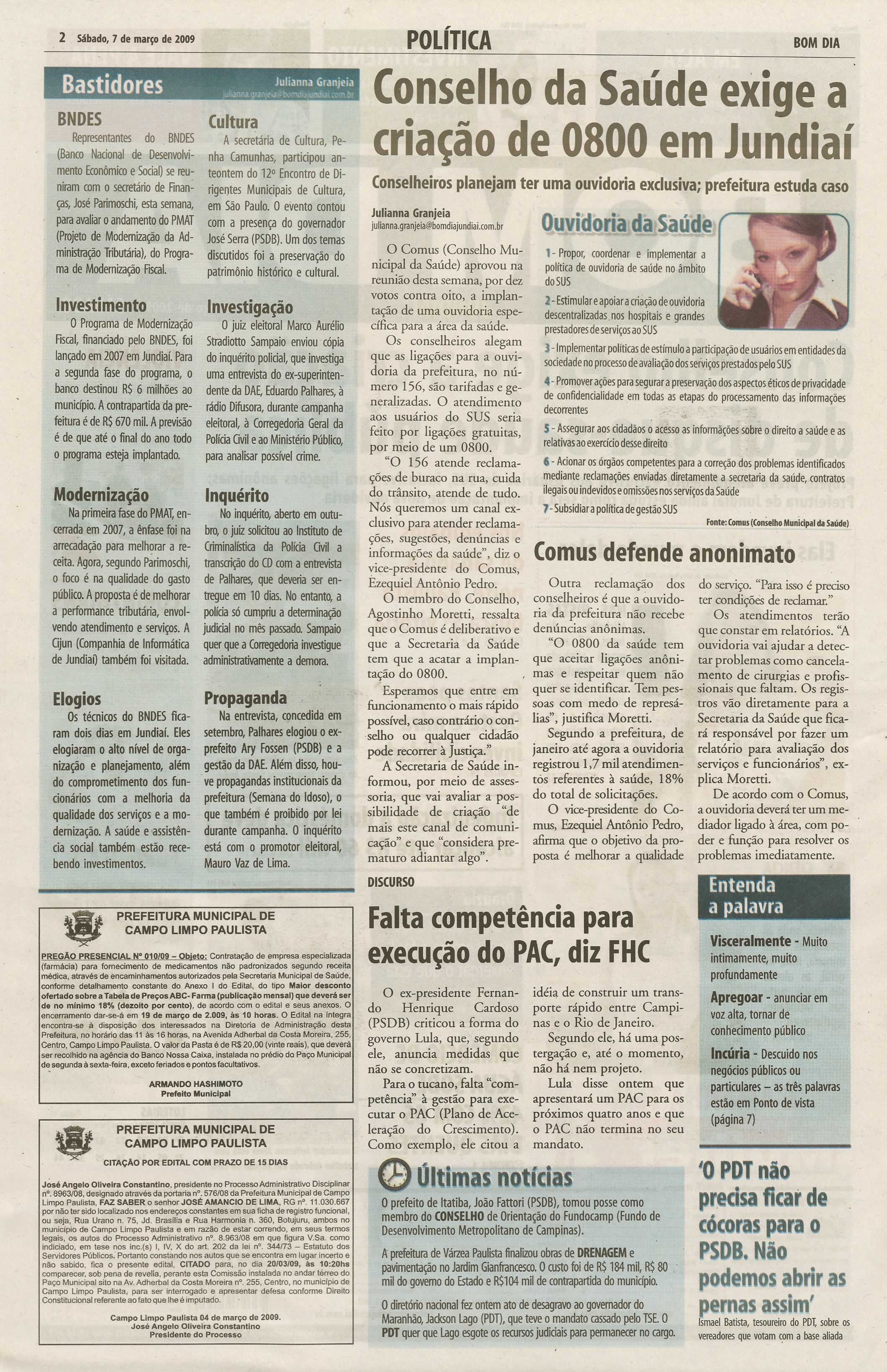 Bom Dia Jundiaí - 07/03/2009