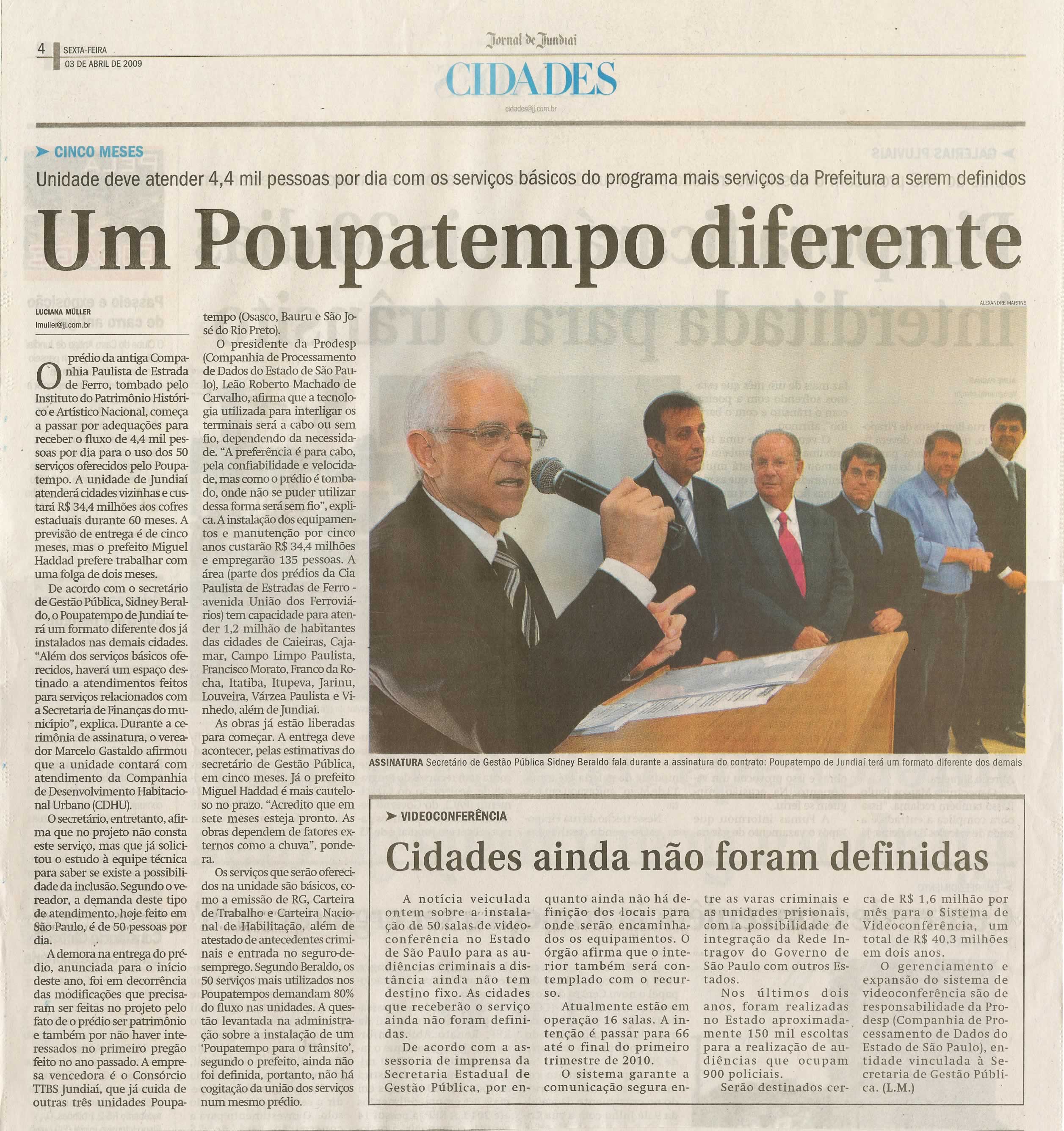 Jornal de Jundiaí - 03/04/2009