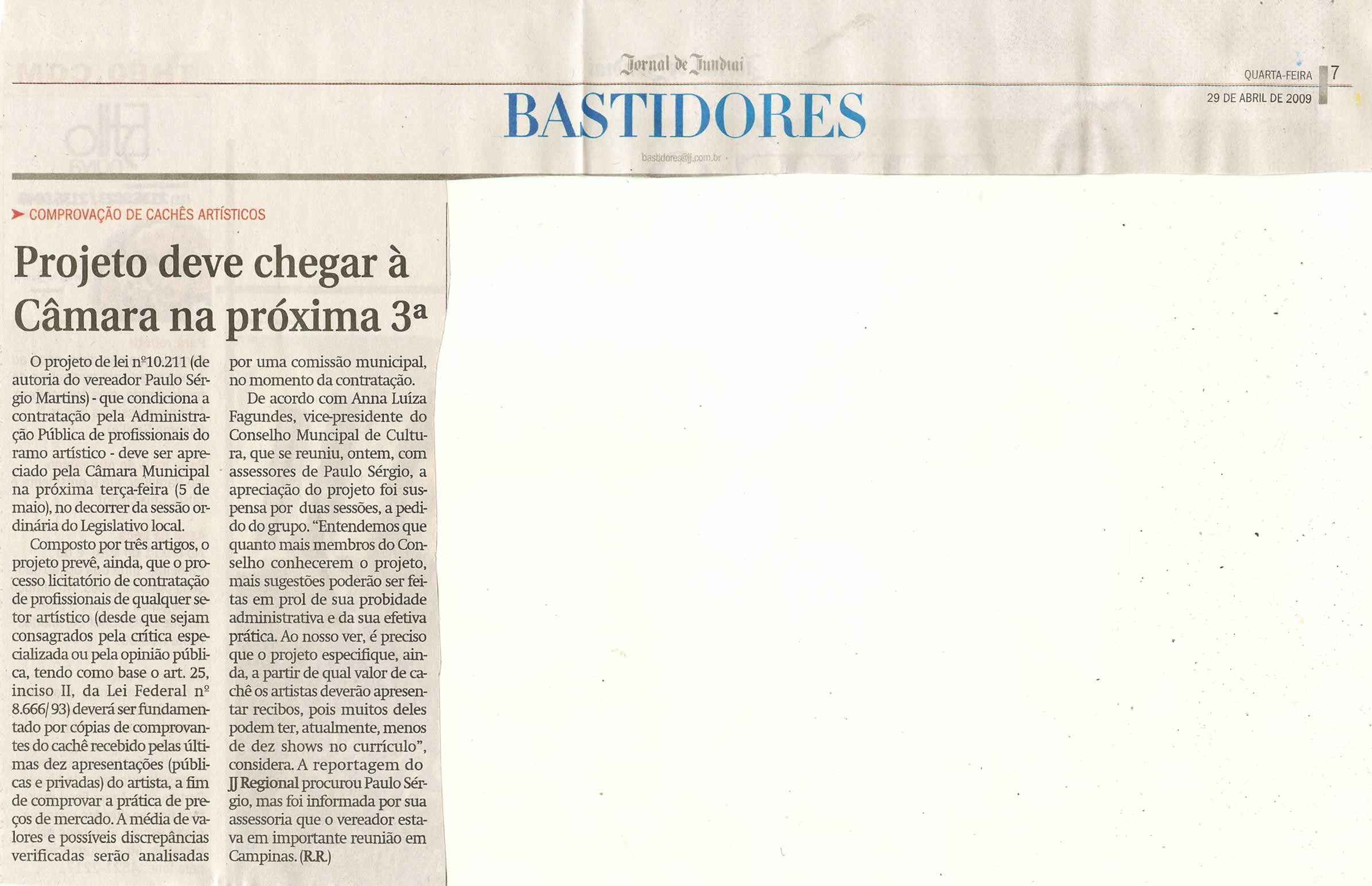 Jornal de Jundiaí - 29/04/2009