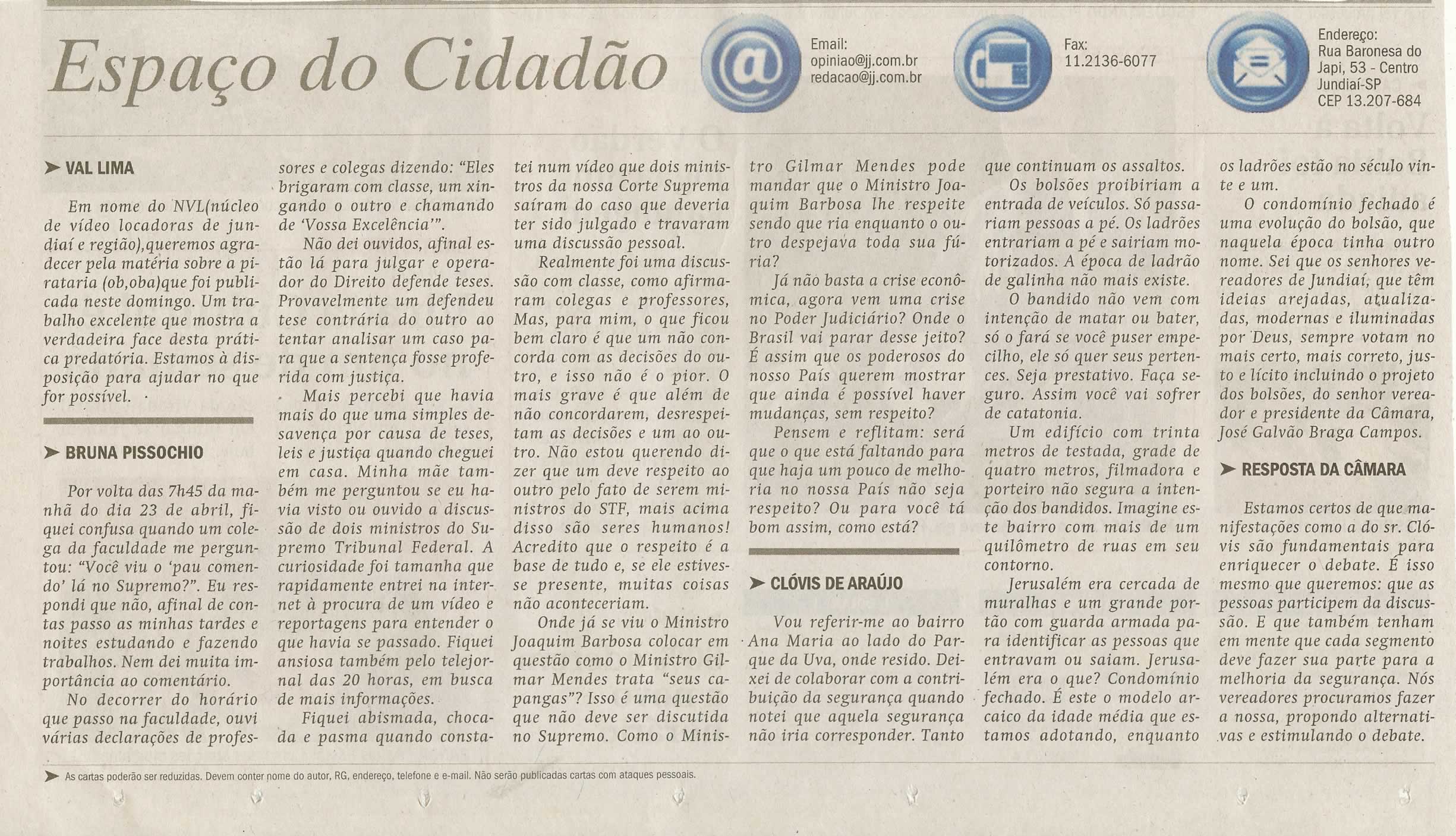 Jornal de Jundiaí - 12/05/2009