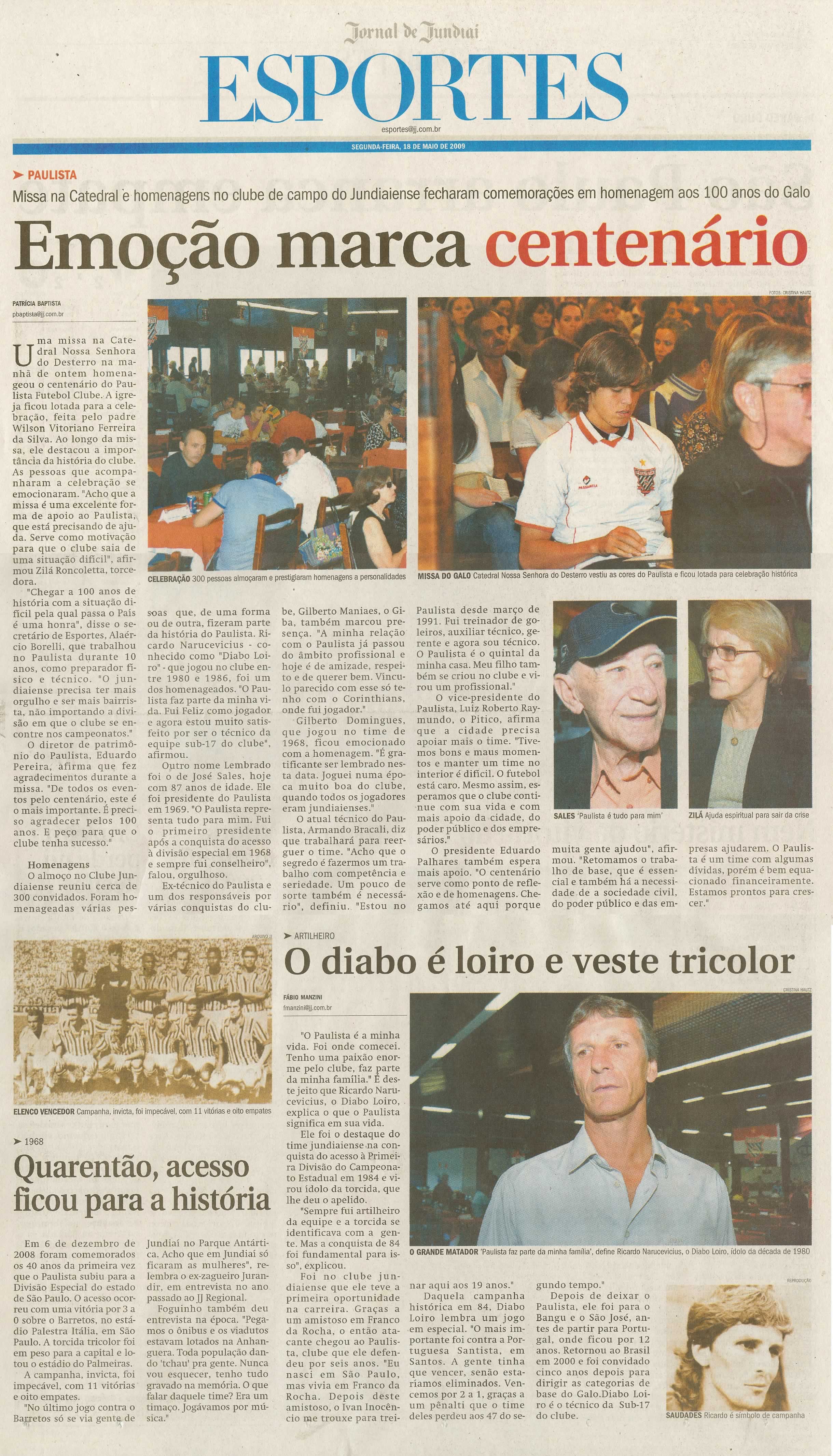 Jornal de Jundiaí - 18/05/2009