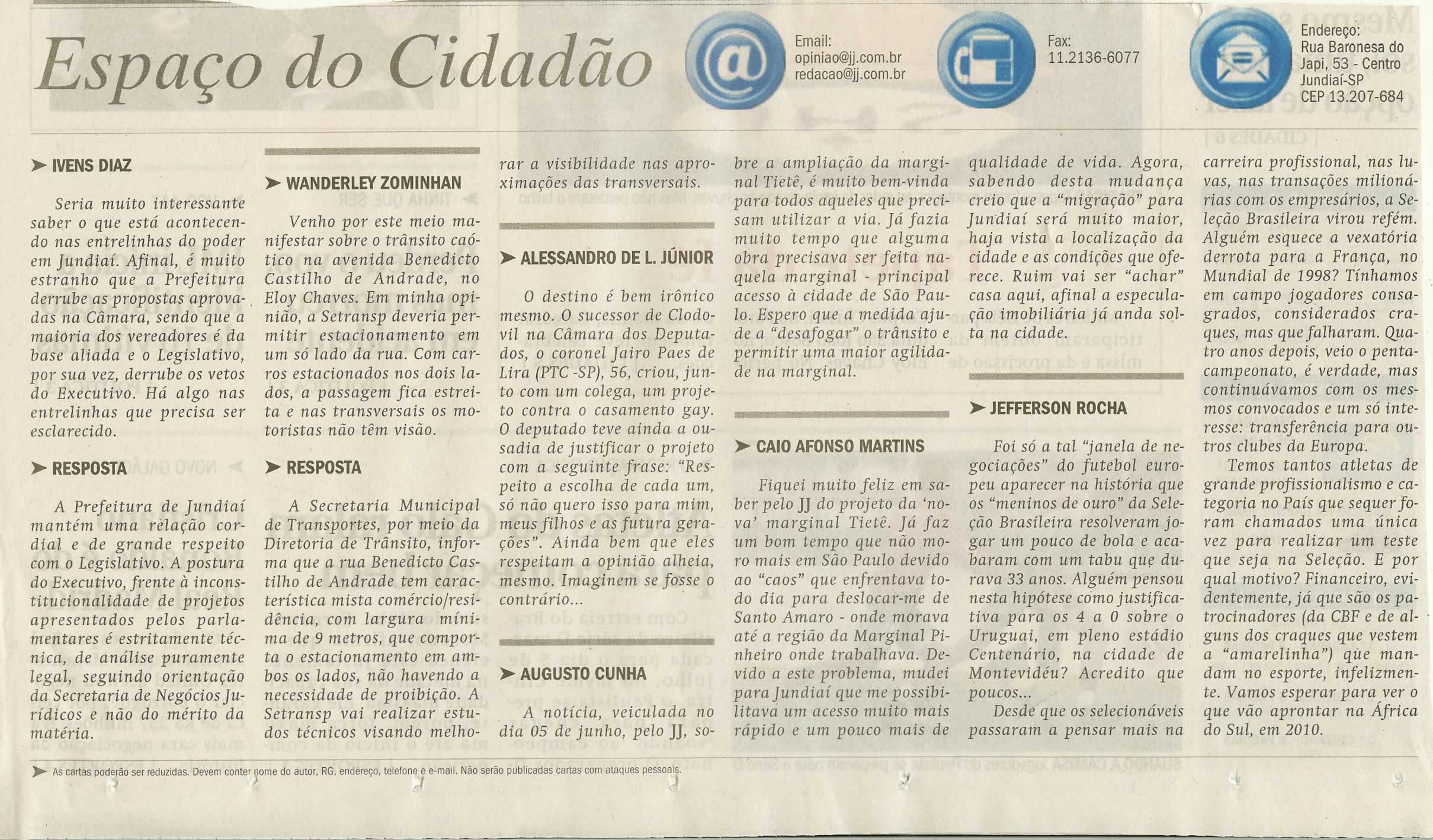 Jornal de Jundiaí - 12/06/2009