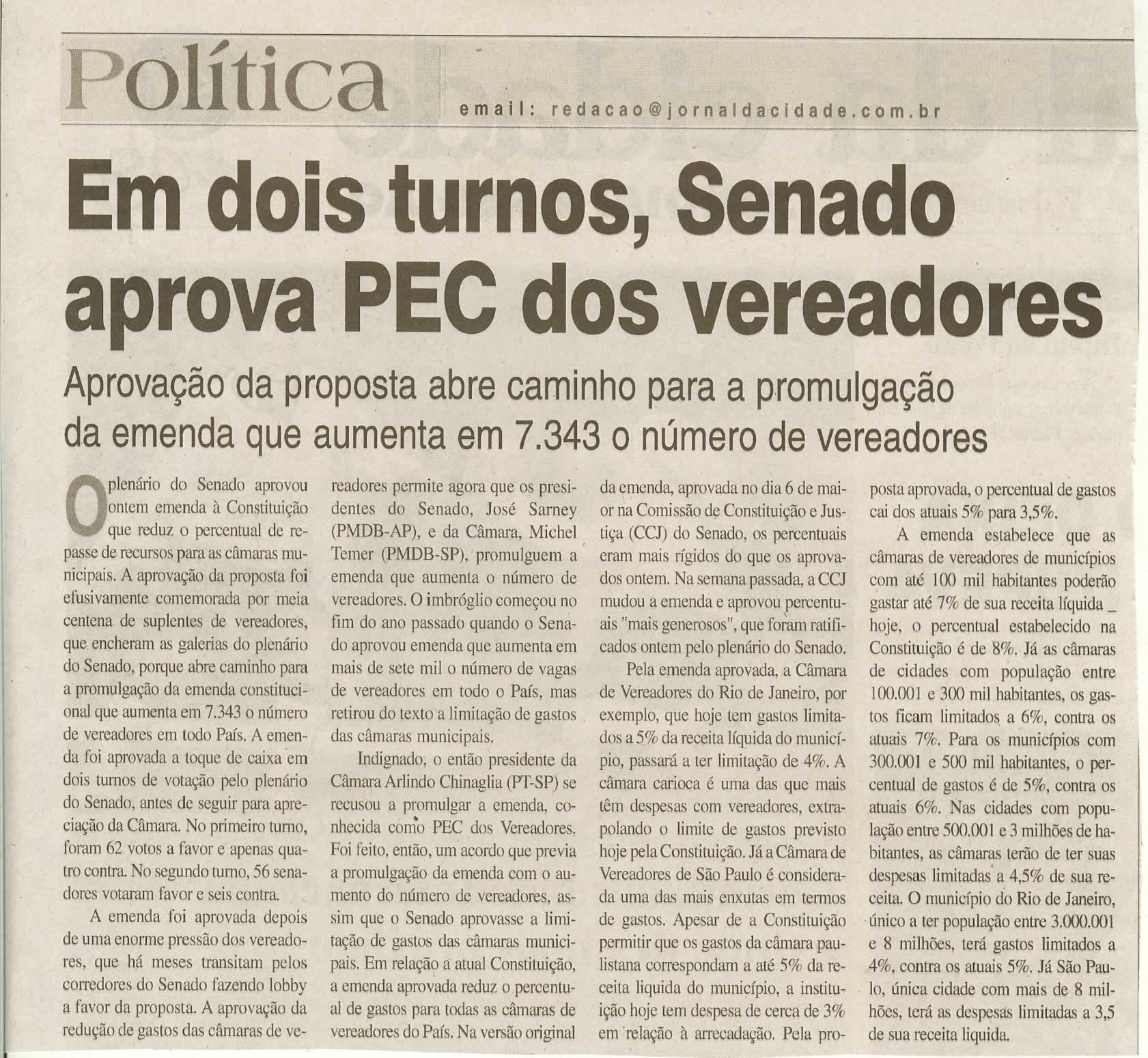 Jornal da Cidade - 18/06/2009