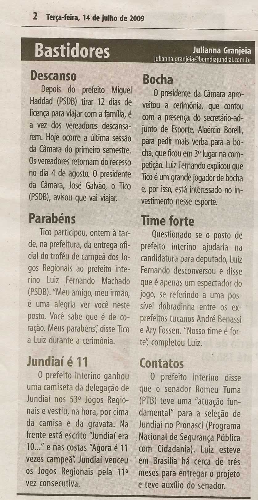 Bom Dia Jundiaí - 14/07/2009
