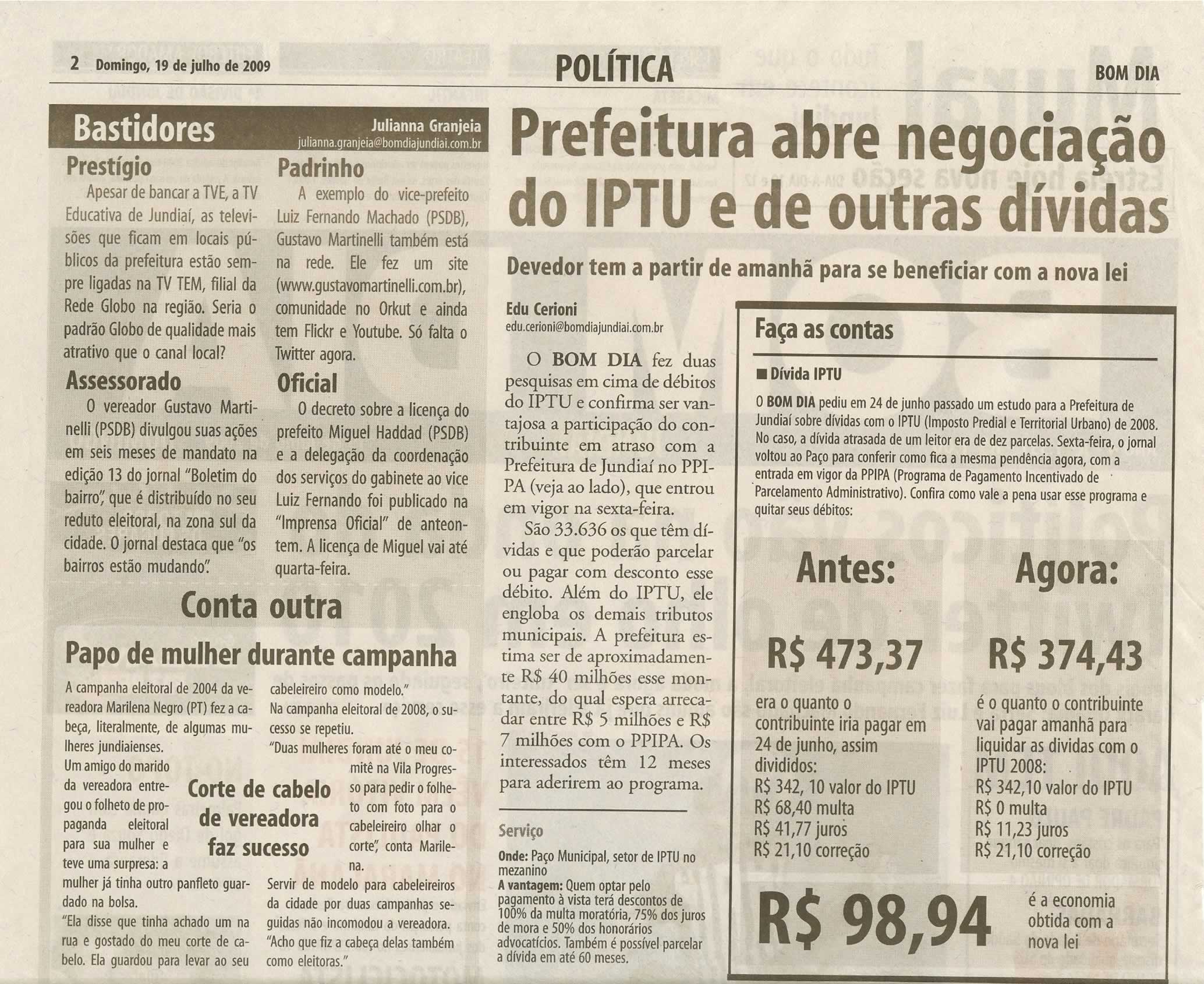 Bom Dia Jundiaí - 19/07/2009