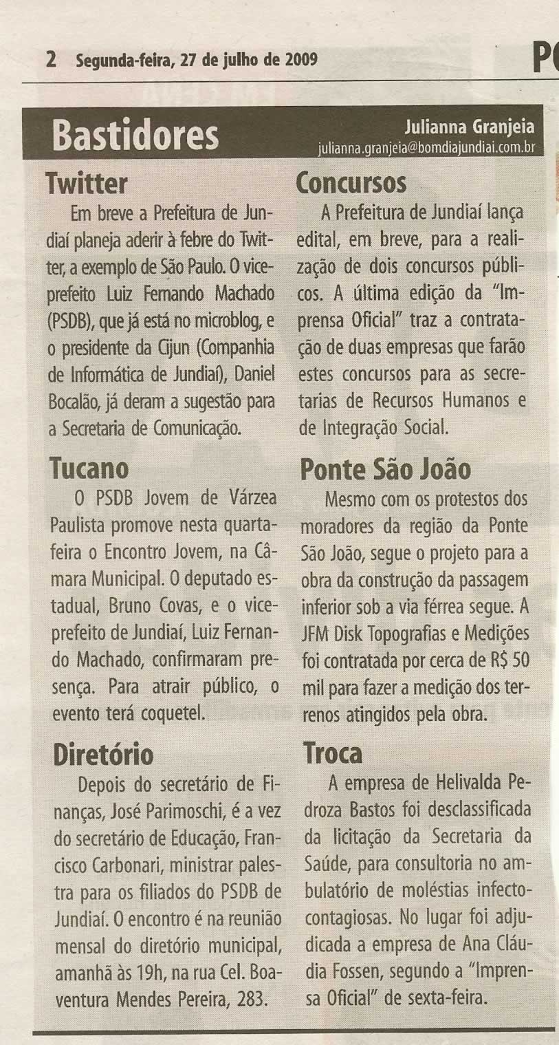 Bom Dia Jundiaí - 27/07/2009