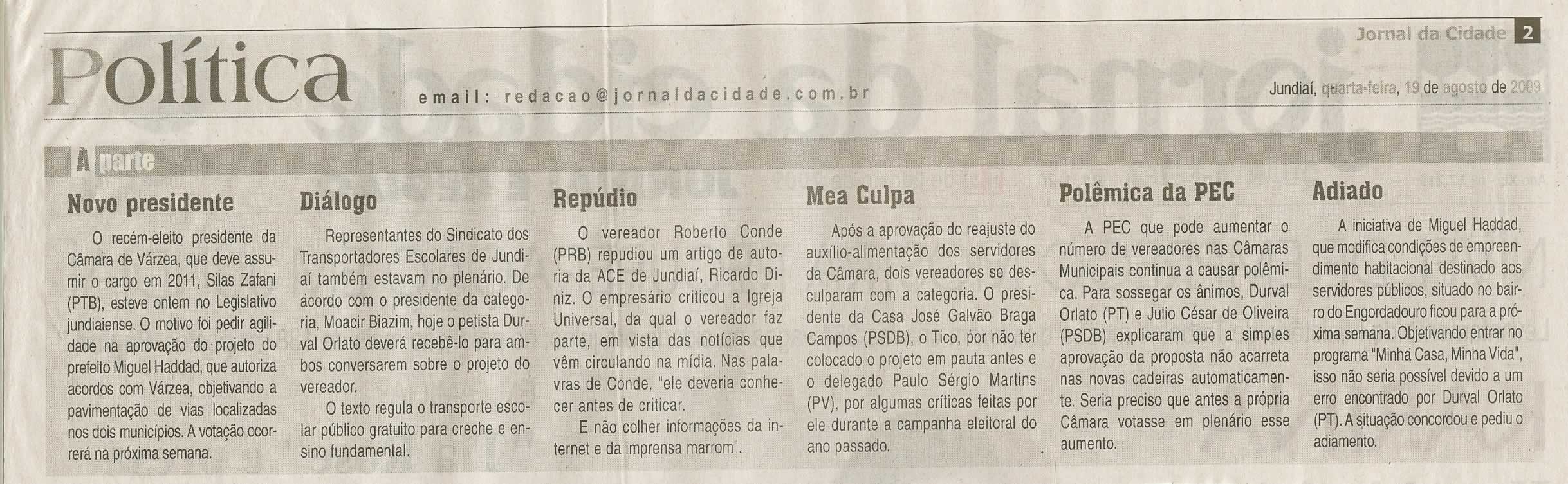 Jornal da Cidade - 19/08/2009