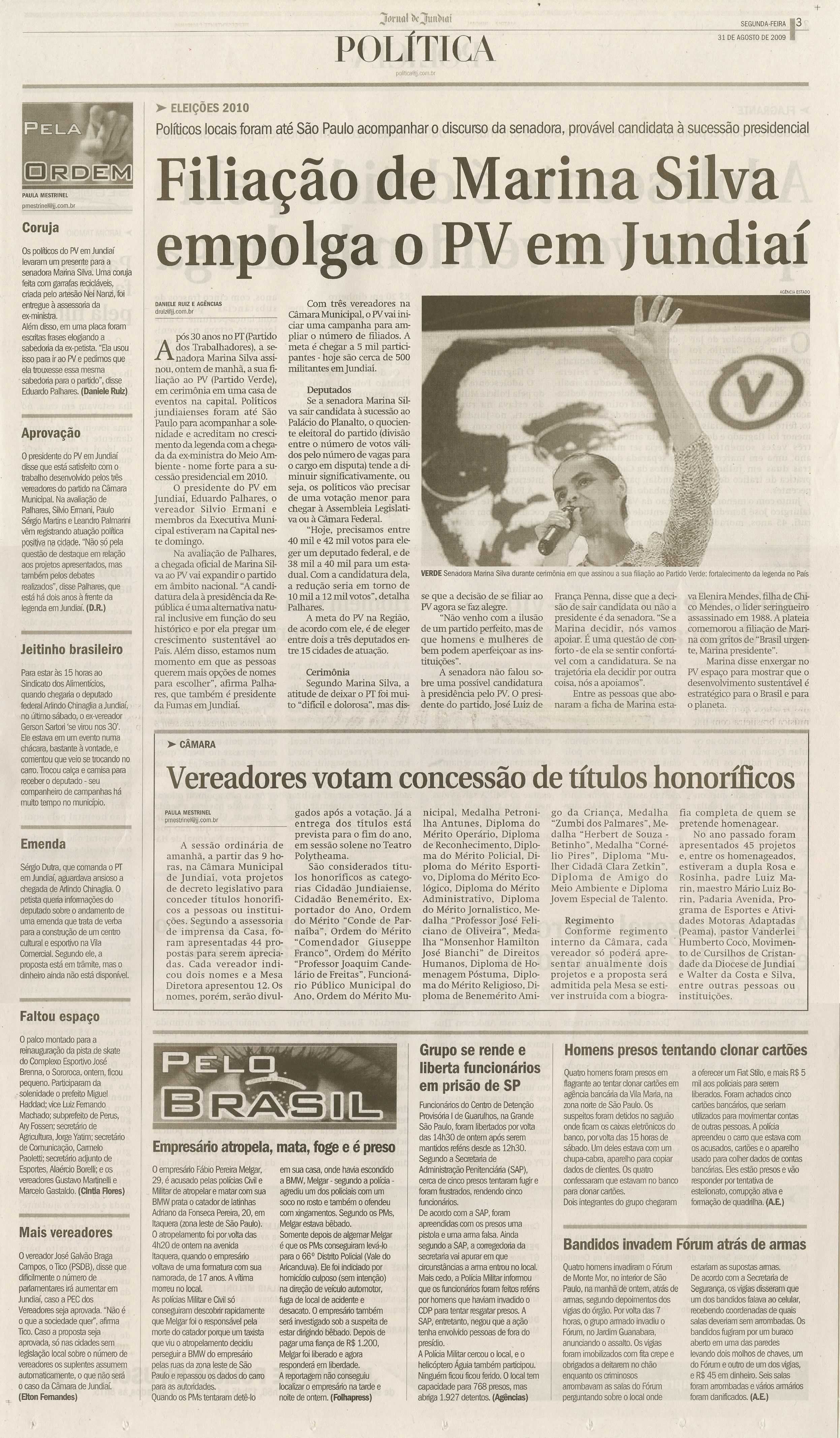 Jornal de Jundiaí - 31/08/2009