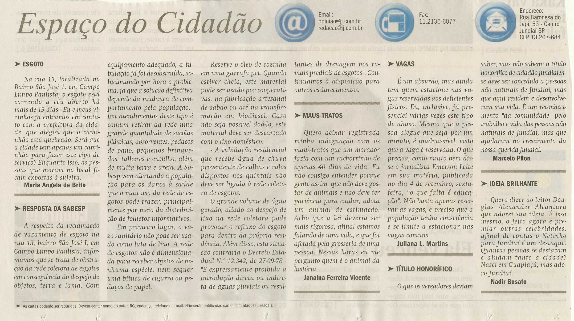 Jornal de Jundiaí - 08/09/2009