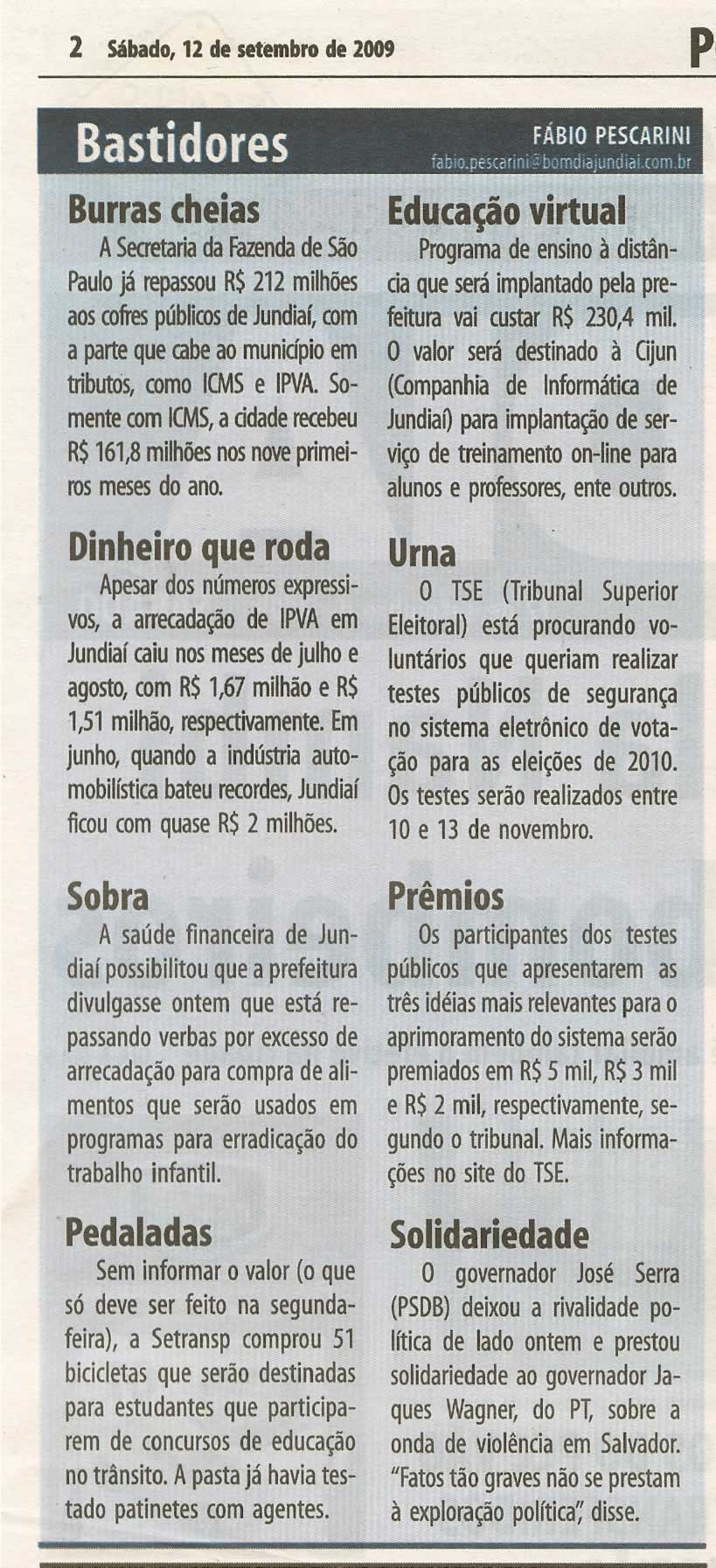 Bom Dia Jundiaí - 12/09/2009