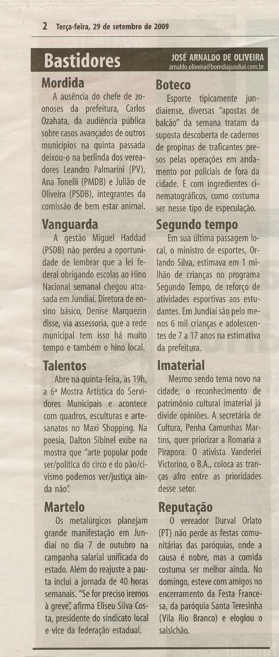 Bom Dia Jundiaí - 29/09/2009