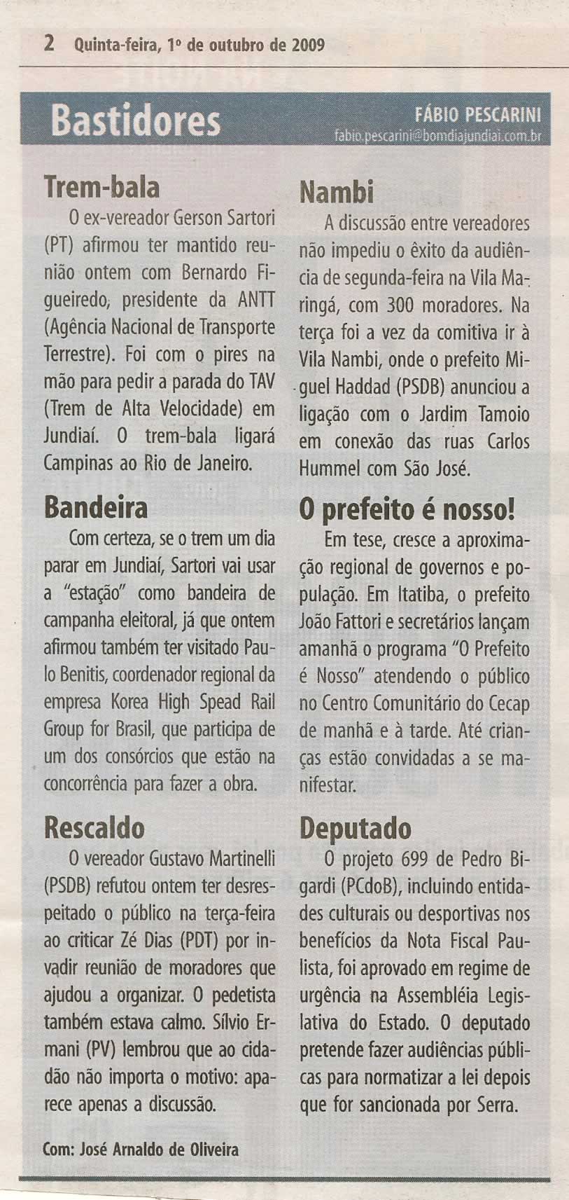 Bom Dia Jundiaí - 01/10/2009