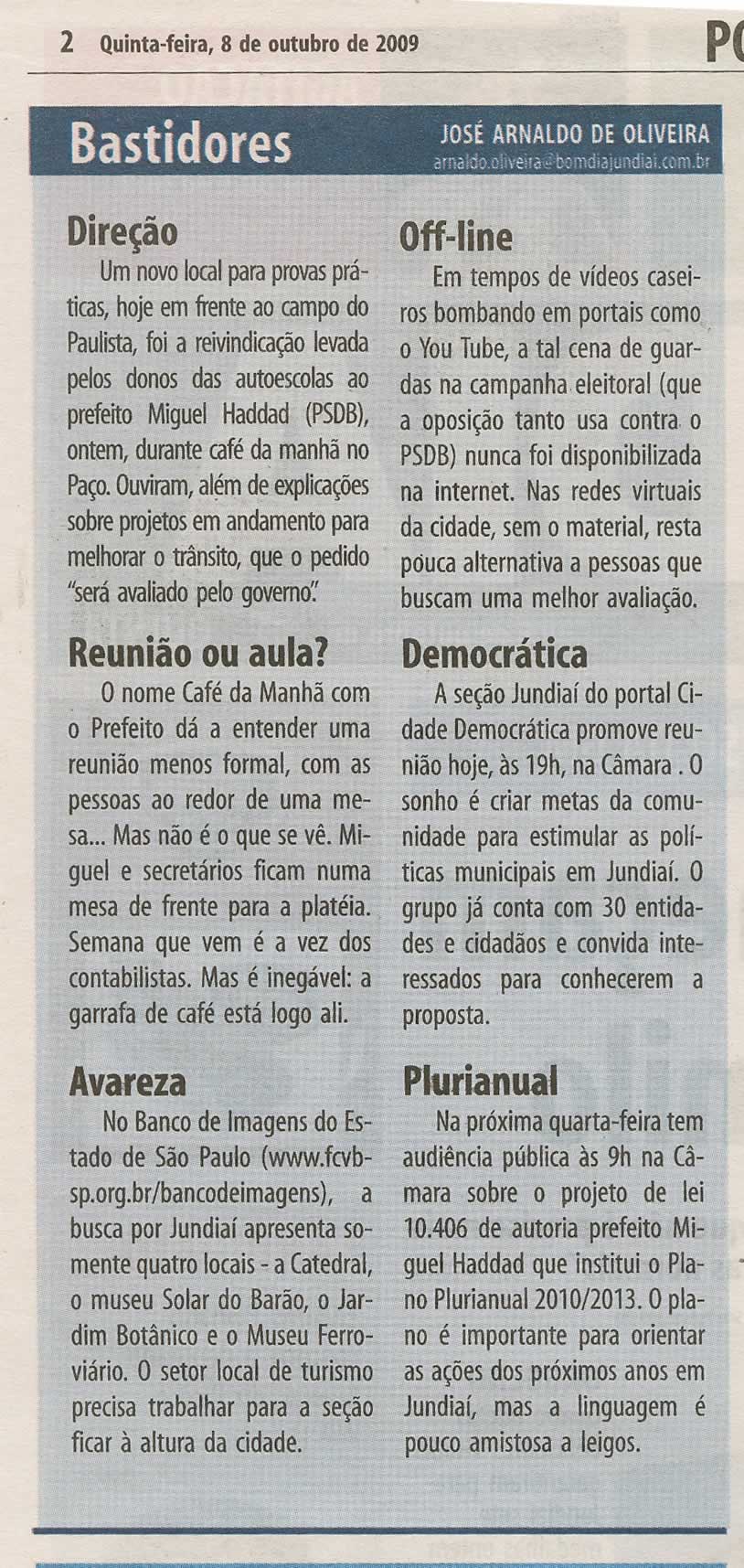 Bom Dia Jundiaí - 08/10/2009