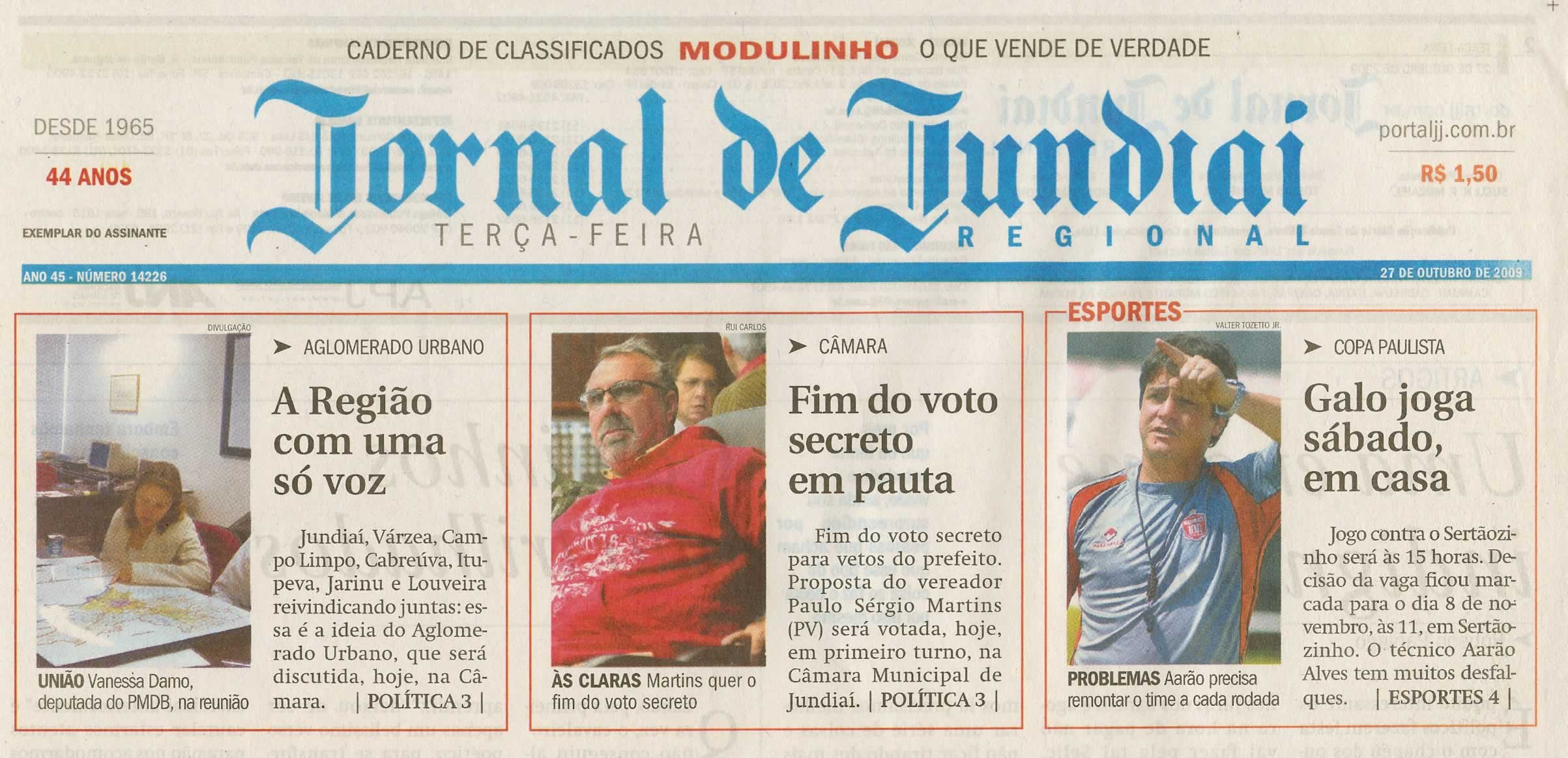 Jornal de Jundiaí - 27/10/2009