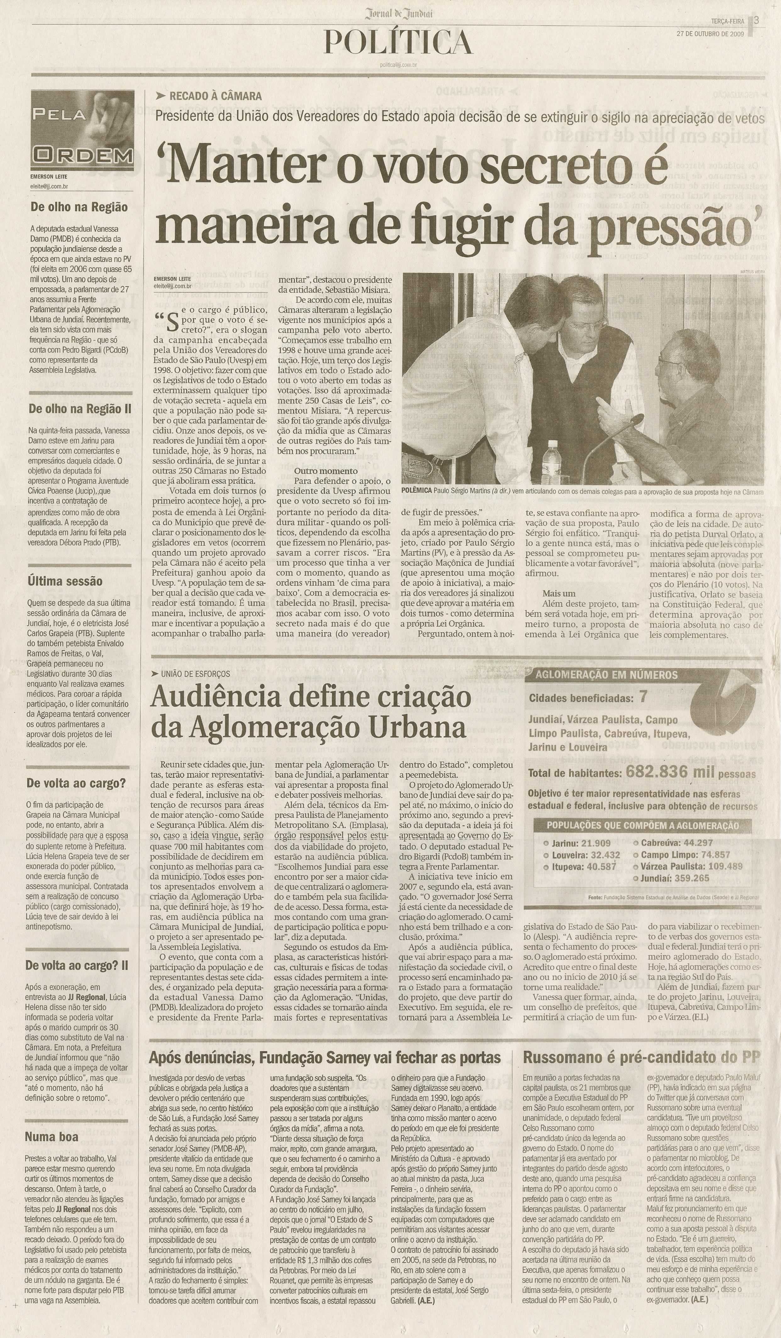 Jornal de Jundiaí - 27/10/2009