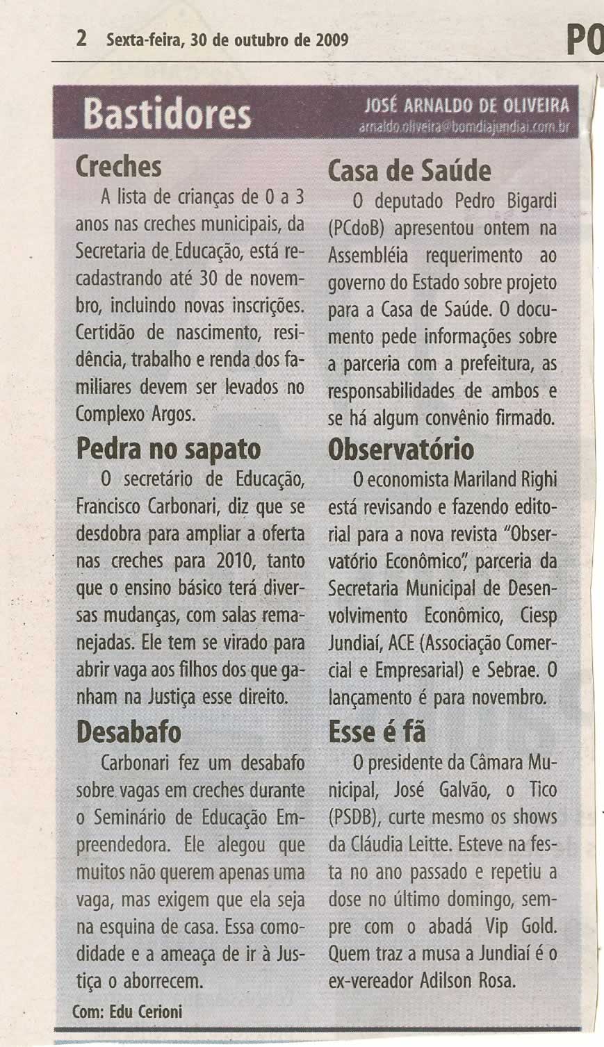Bom Dia Jundiaí - 30/10/2009