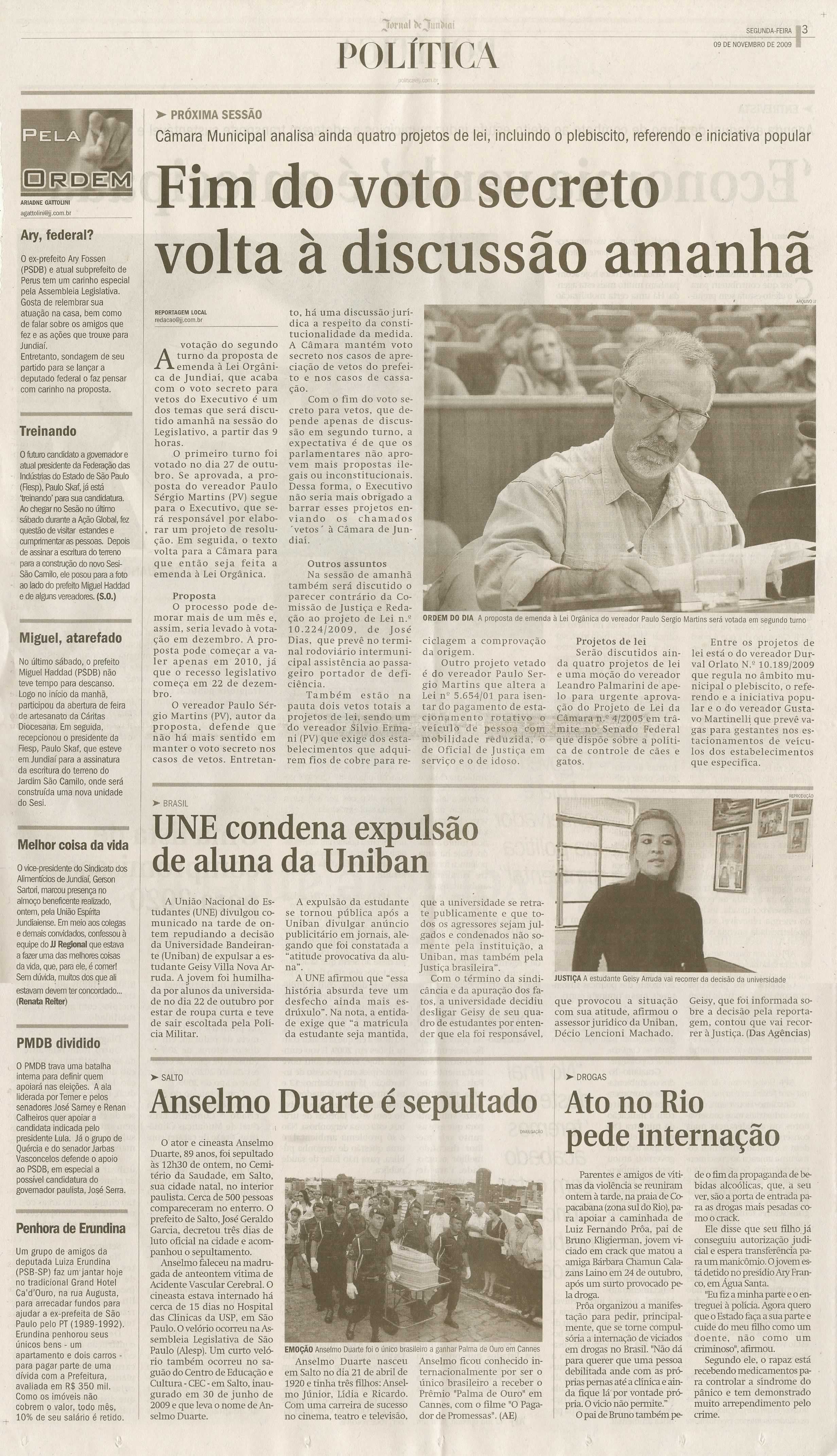 Jornal de Jundiaí - 09/11/2009