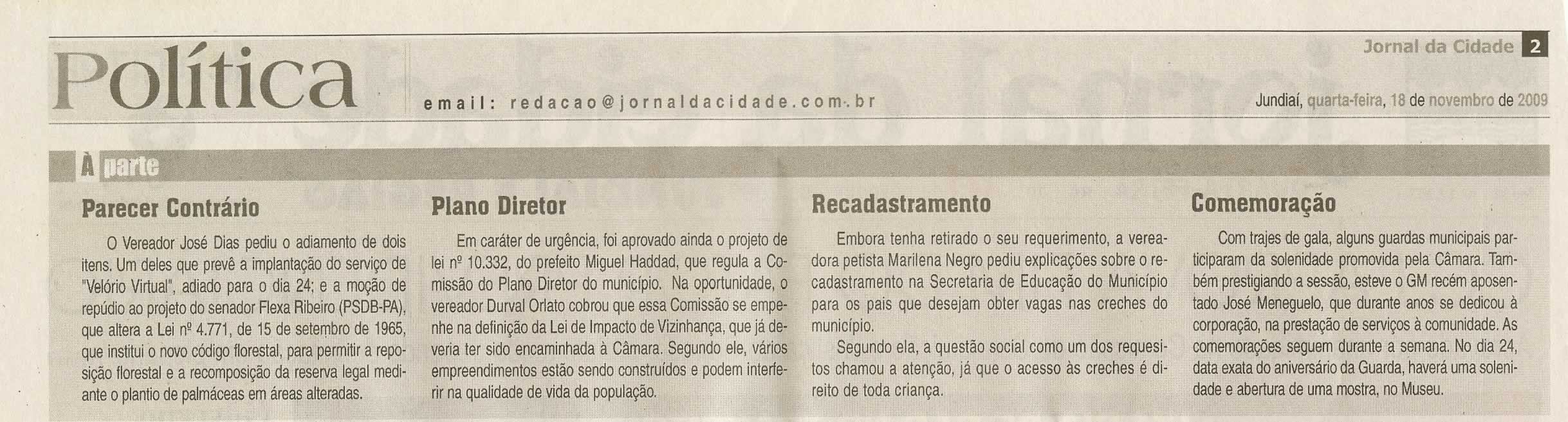 Jornal da Cidade - 18/11/2009
