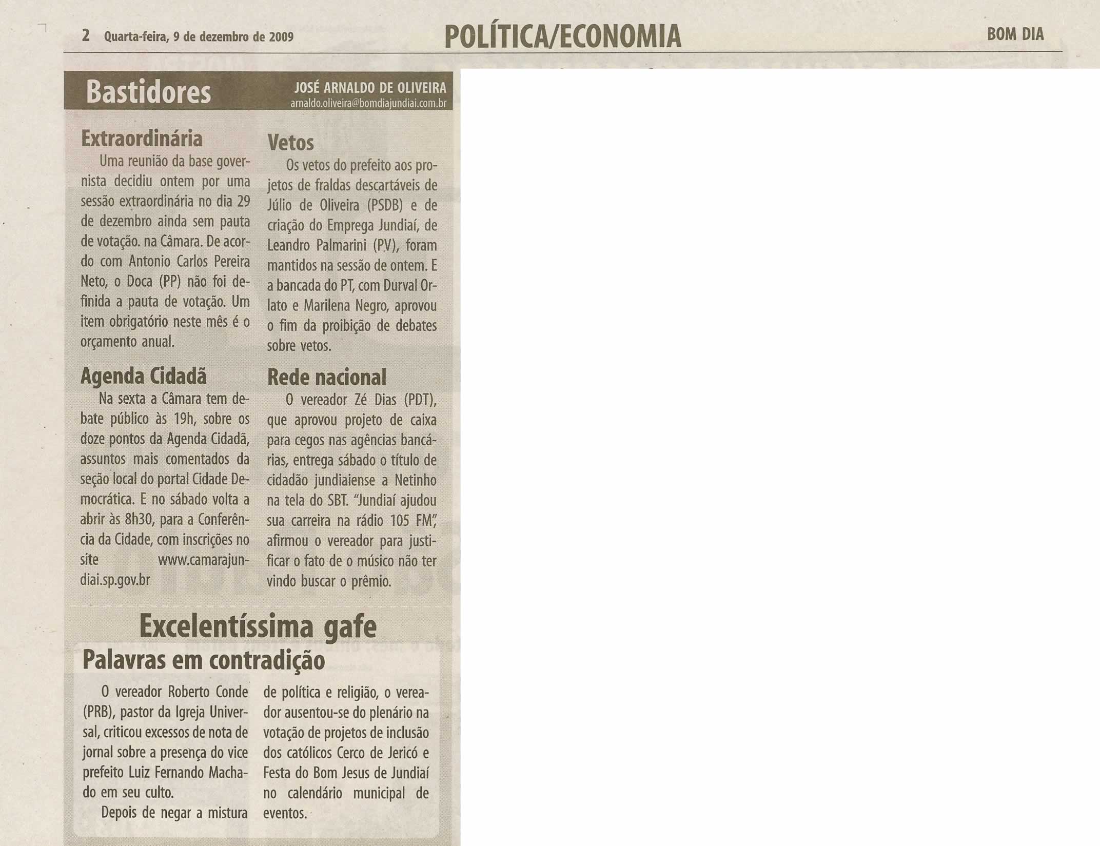 Bom Dia Jundiaí - 09/12/2009