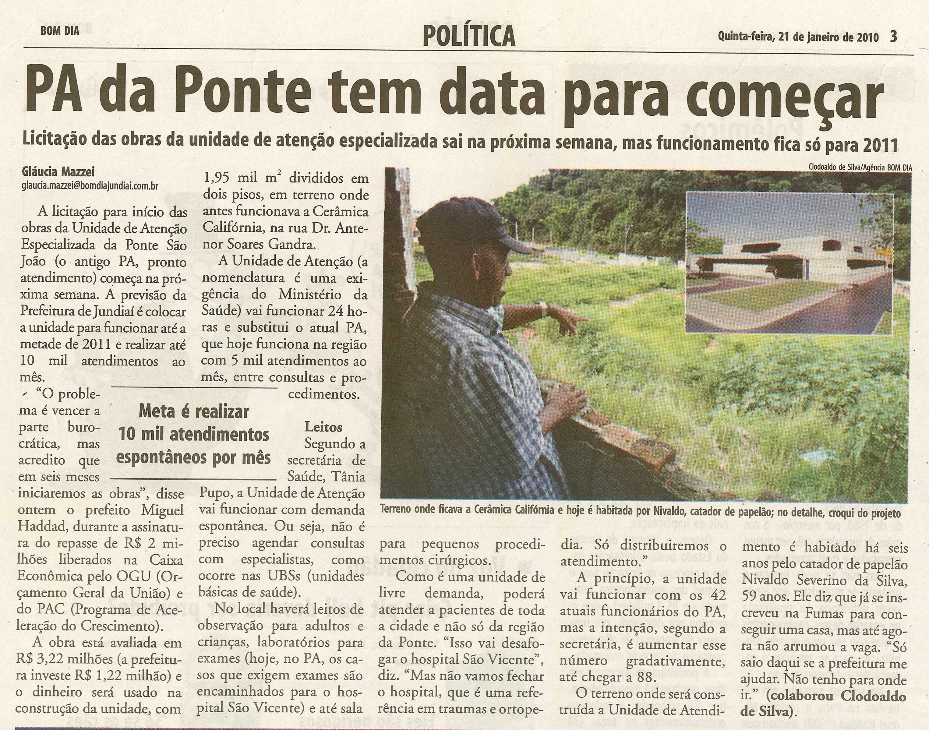 Bom Dia Jundiaí - 21/01/2010