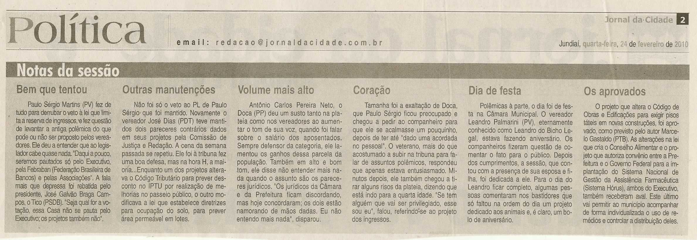 Jornal da Cidade - 24/02/2010