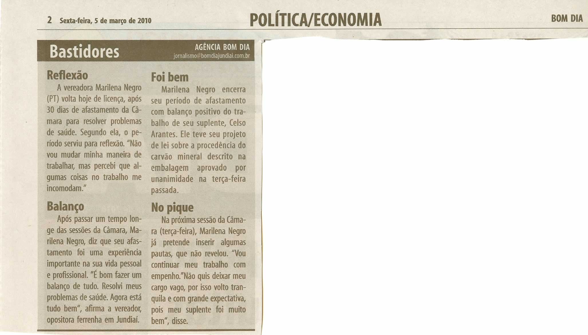 Bom Dia Jundiaí - 05/03/2010