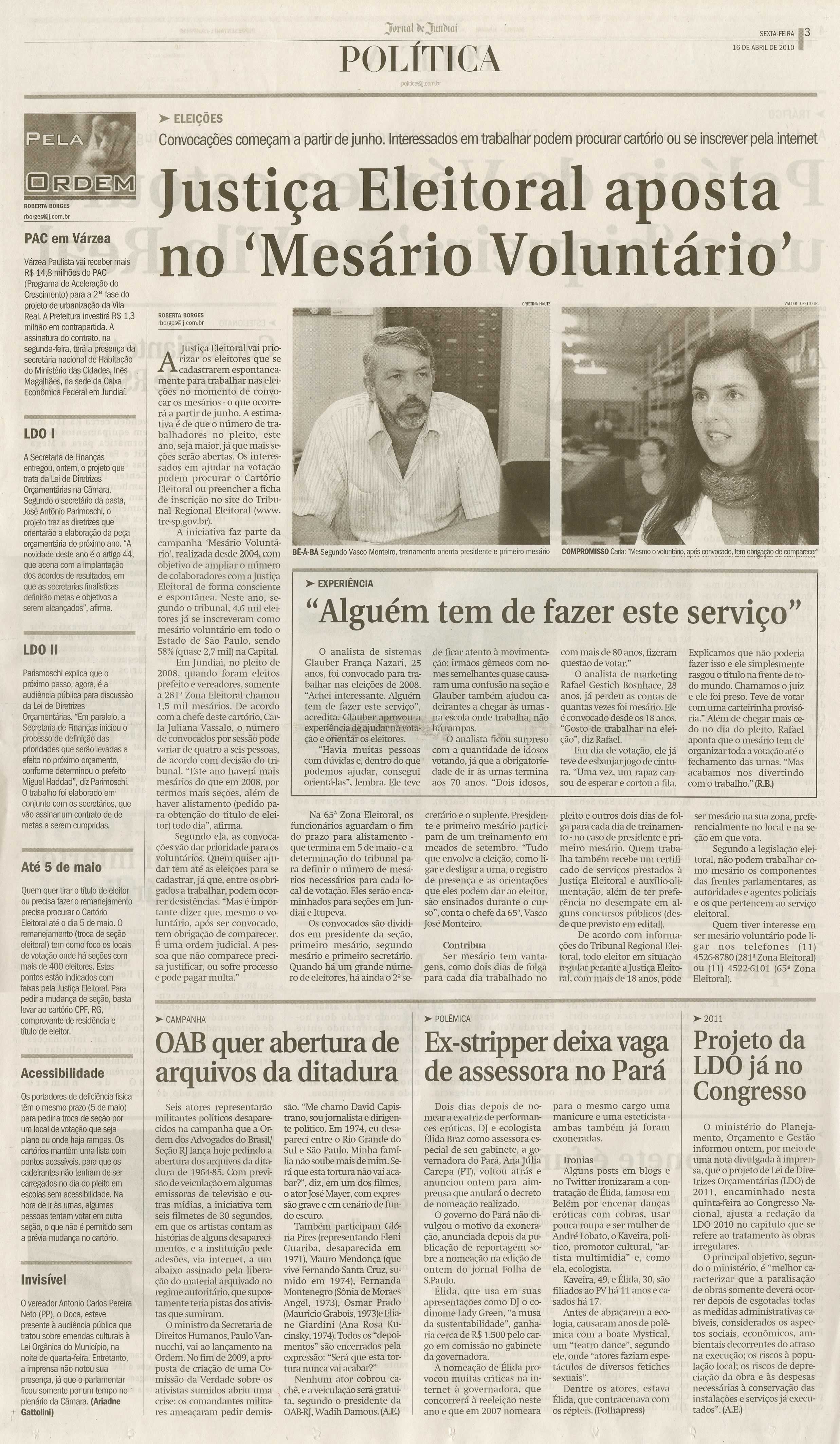 Jornal de Jundiaí - 16/04/2010