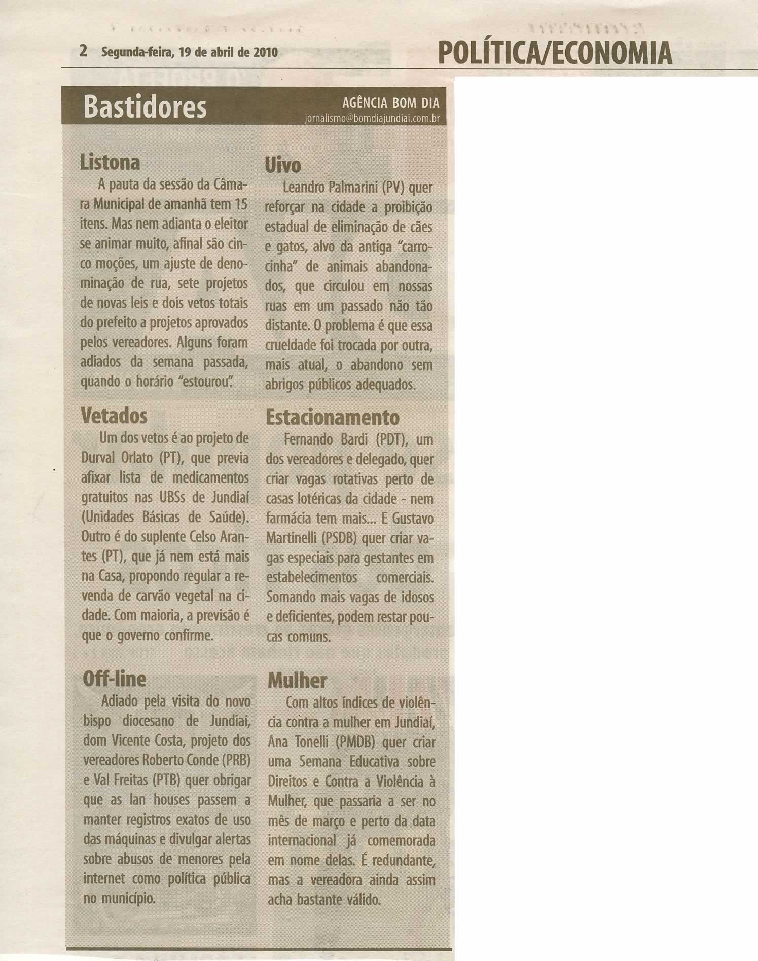 Bom Dia Jundiaí - 19/04/2010