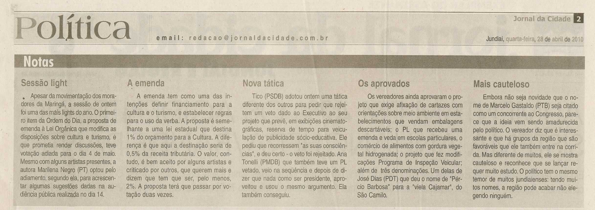 Jornal da Cidade - 28/04/2010